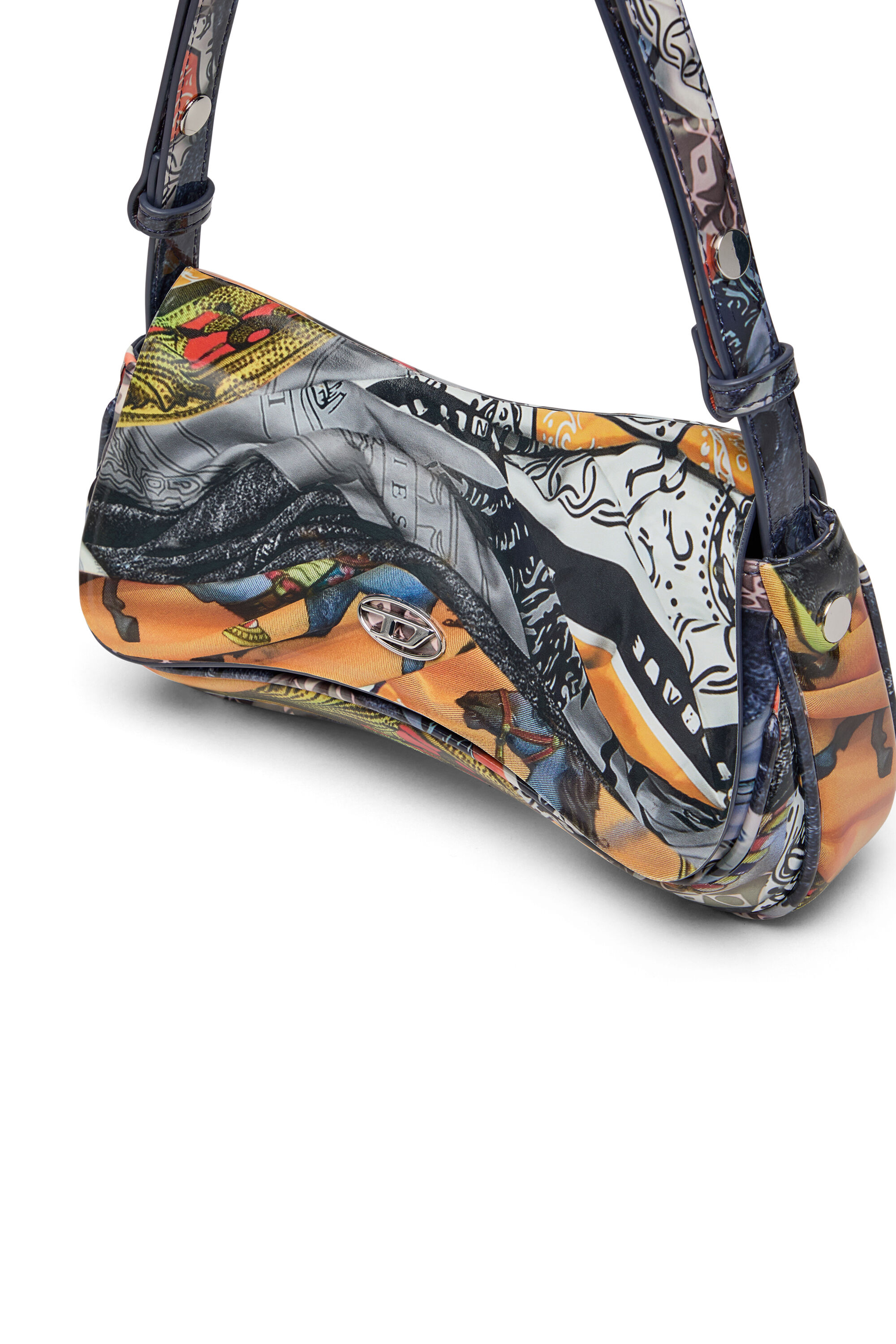 Diesel - PLAY CLUTCH, Woman's Play-Glossy clutch with print in Orange/Blue - 2