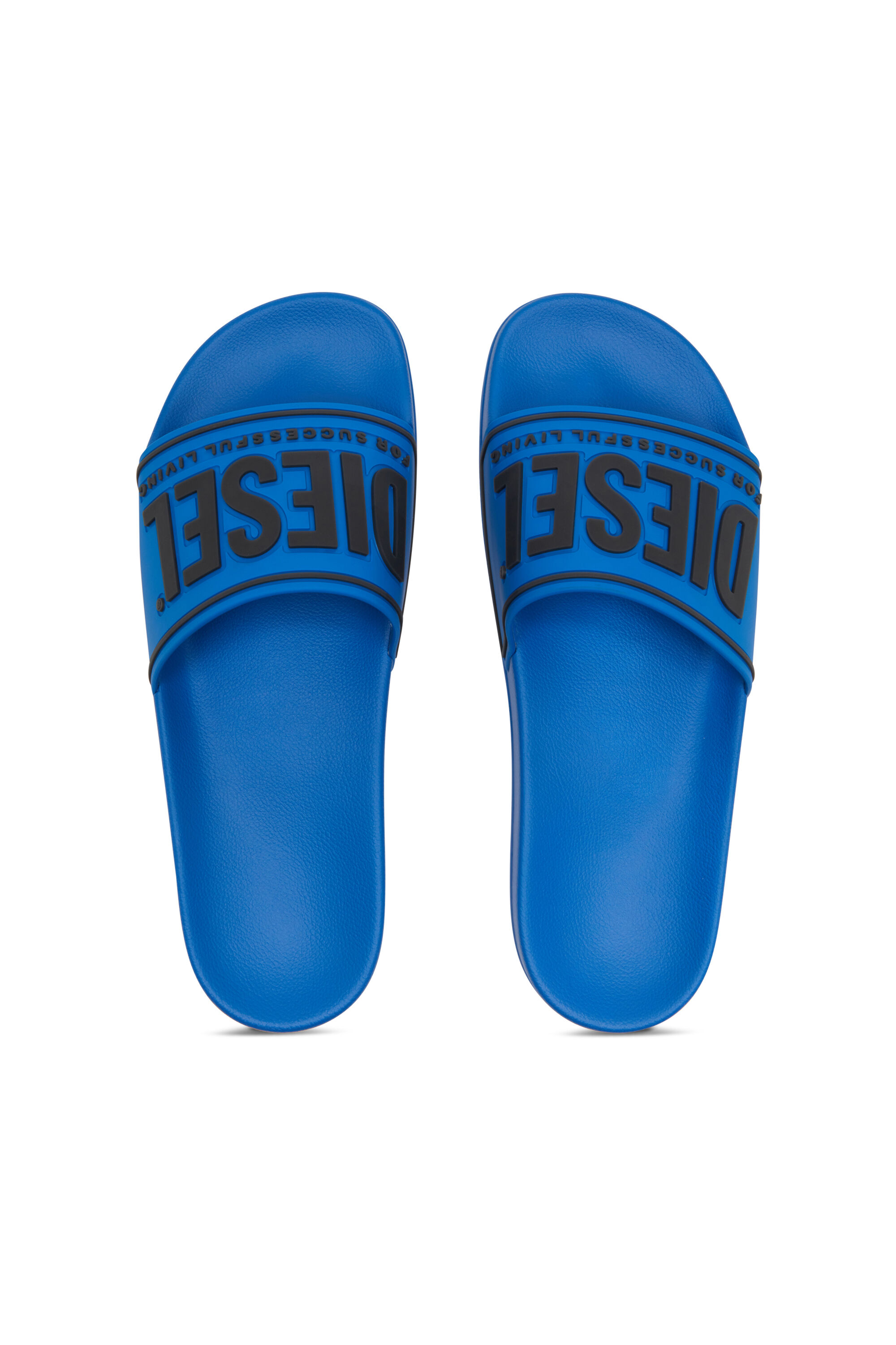 Diesel - SA-MAYEMI CC, Man's Sa-Mayemi-Pool slides with 3D logo in Blue/Black - 4