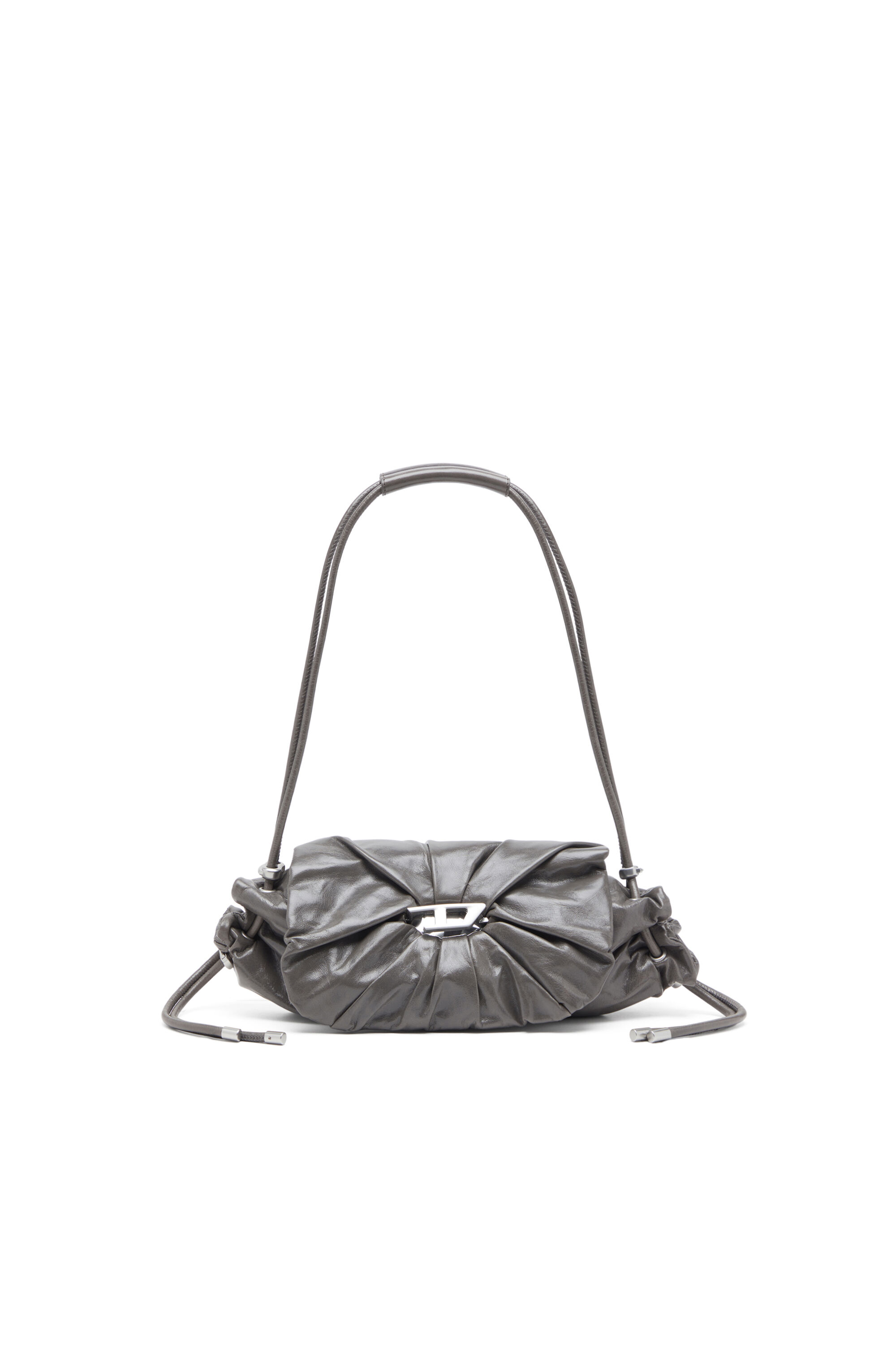 Diesel - SCRUNCH-D SHOULDER S, Woman's Scrunch-D S-Shoulder bag in scrunched leather in Grey - 1