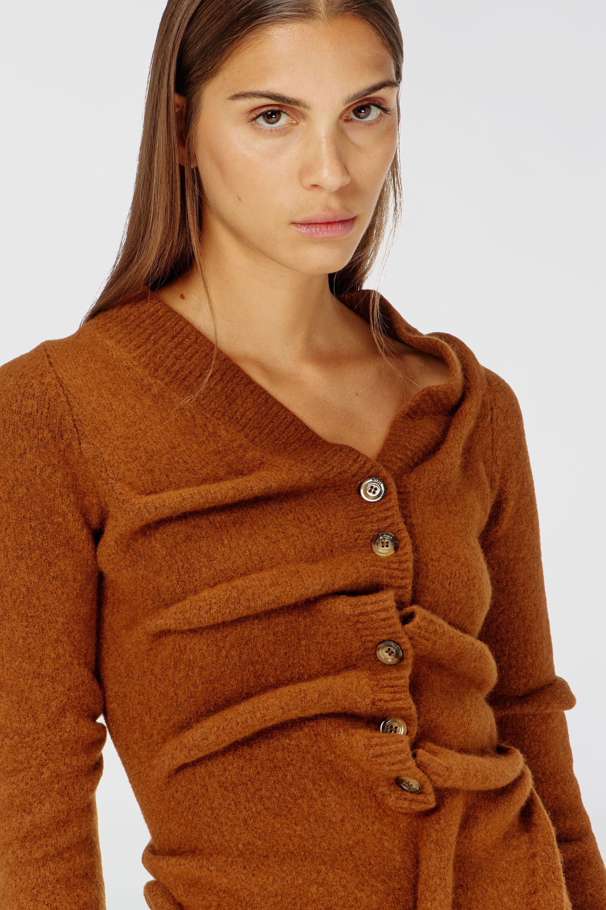 Diesel - M-ANITA, Woman's Short cardigan dress in wrinkled boiled knit in null - 5