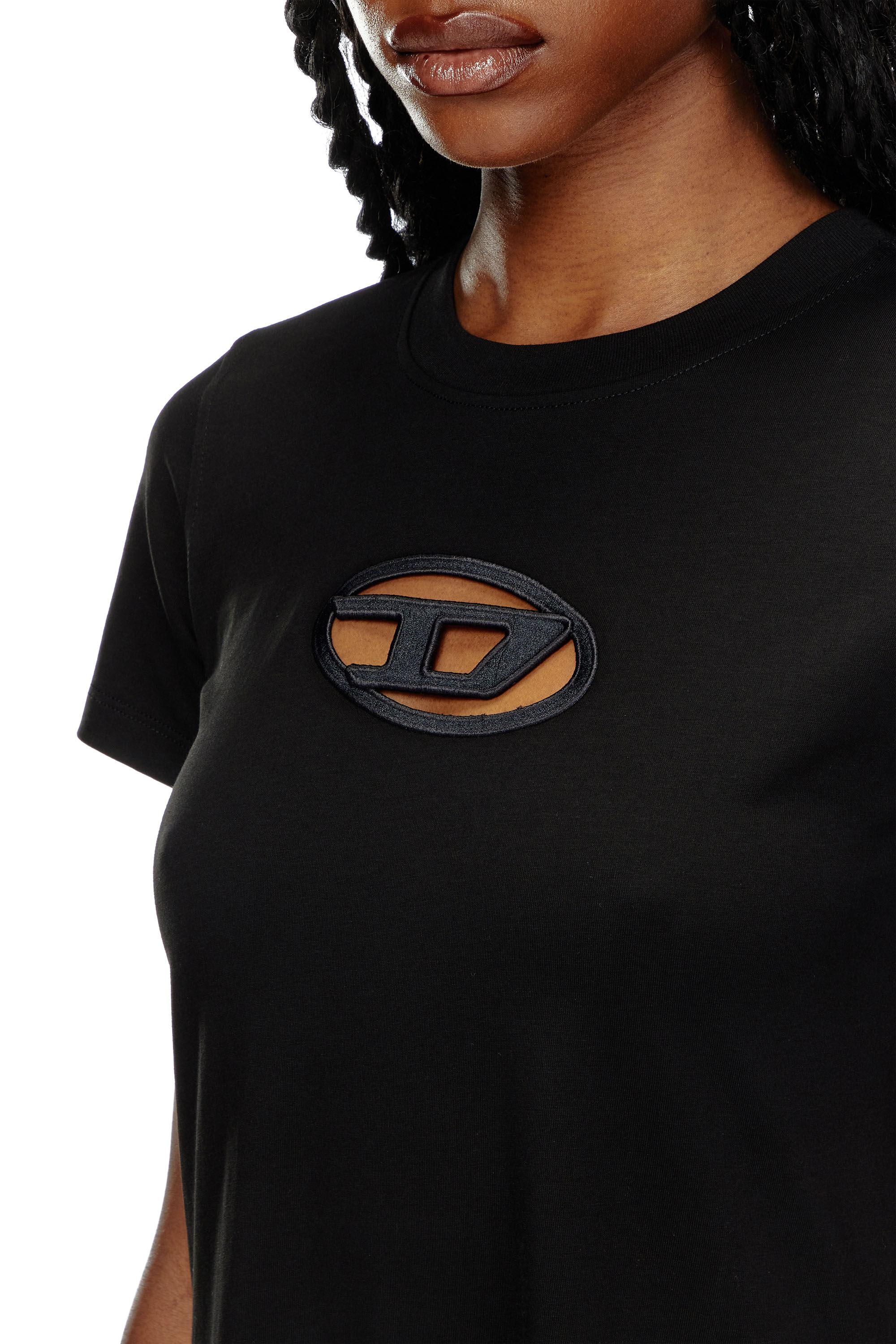 Women s T shirt dress with embroidered D Black Diesel