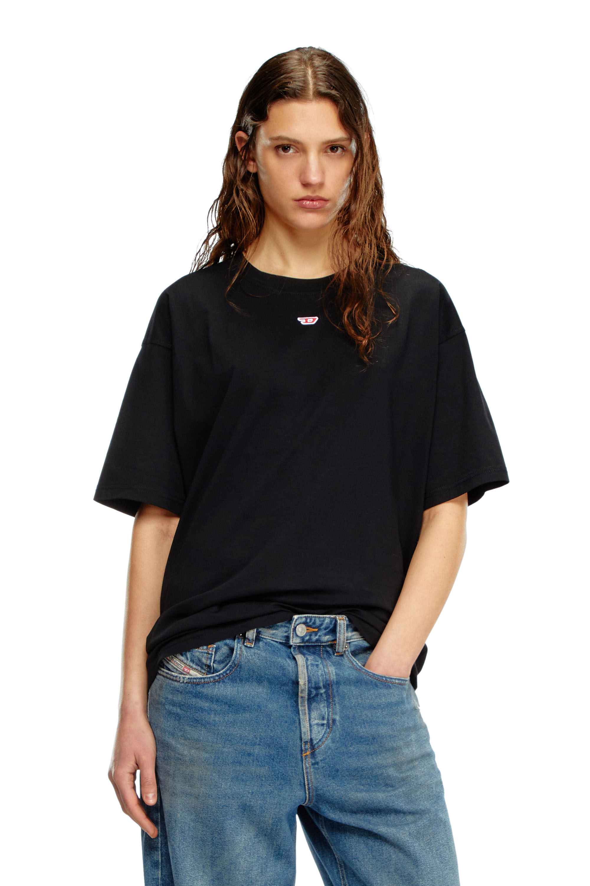 Diesel - T-BOXT-D, Unisex's T-shirt with embroidered D patch in Black - 5