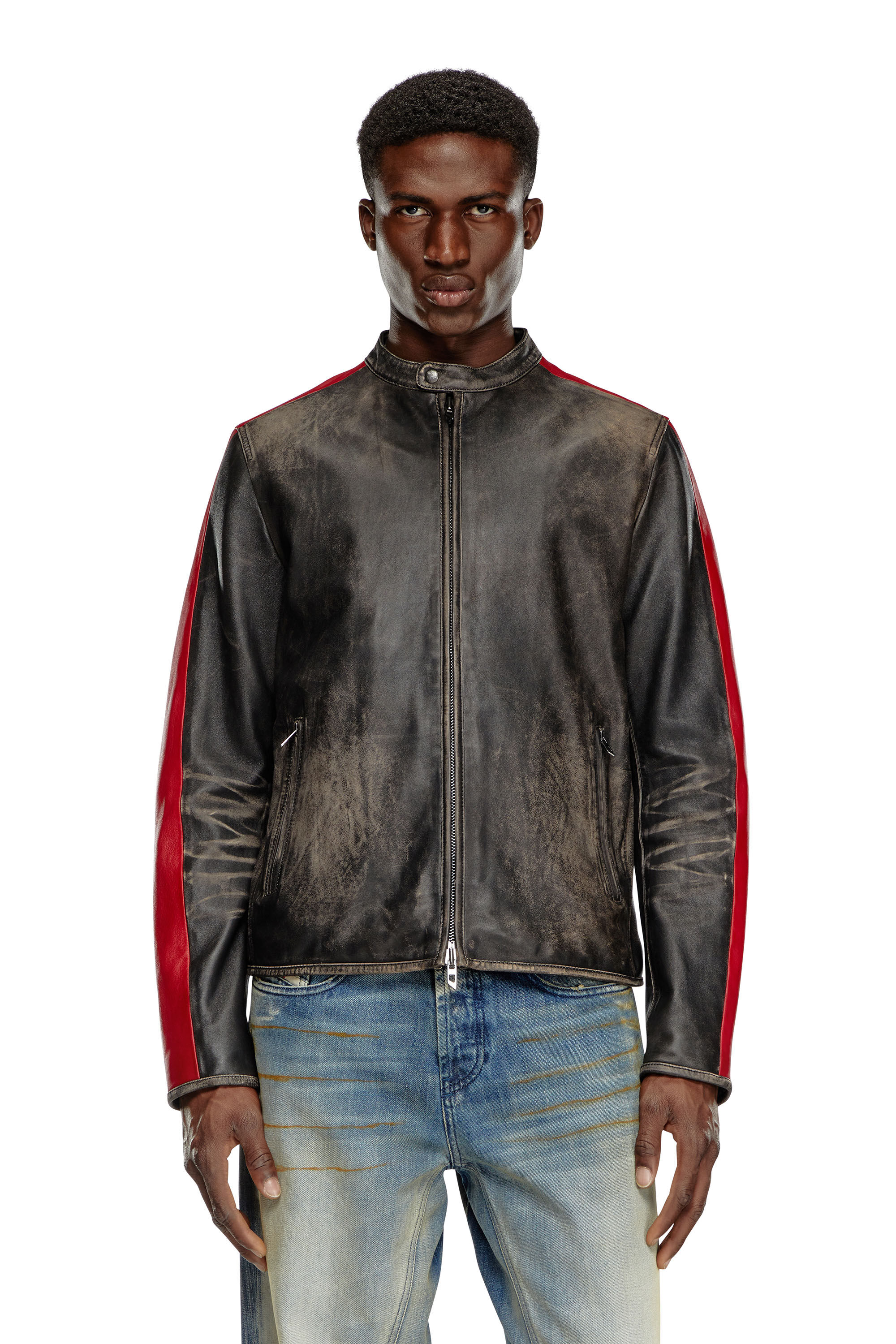 Stripes d1 leather jacket online