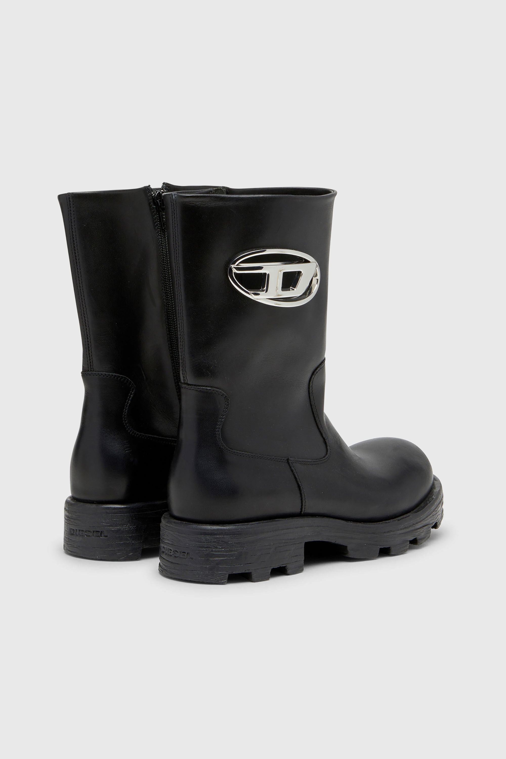 Diesel - D-HAMMER BKR D W, Woman's D-Hammer-Cut-out leather boots with logo hardware in Black - 3