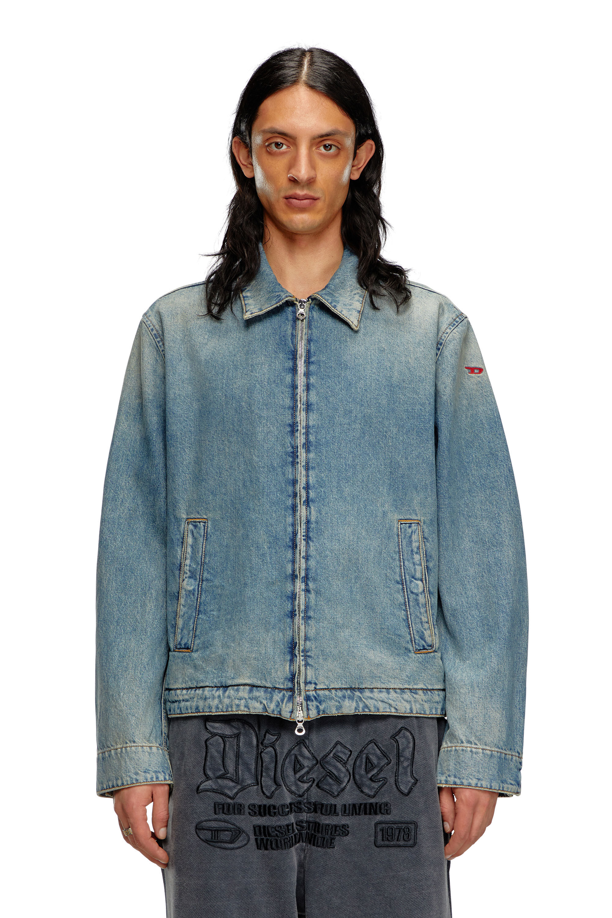 Diesel - D-ROHE, Man's Denim blouson jacket in Light Blue - 6