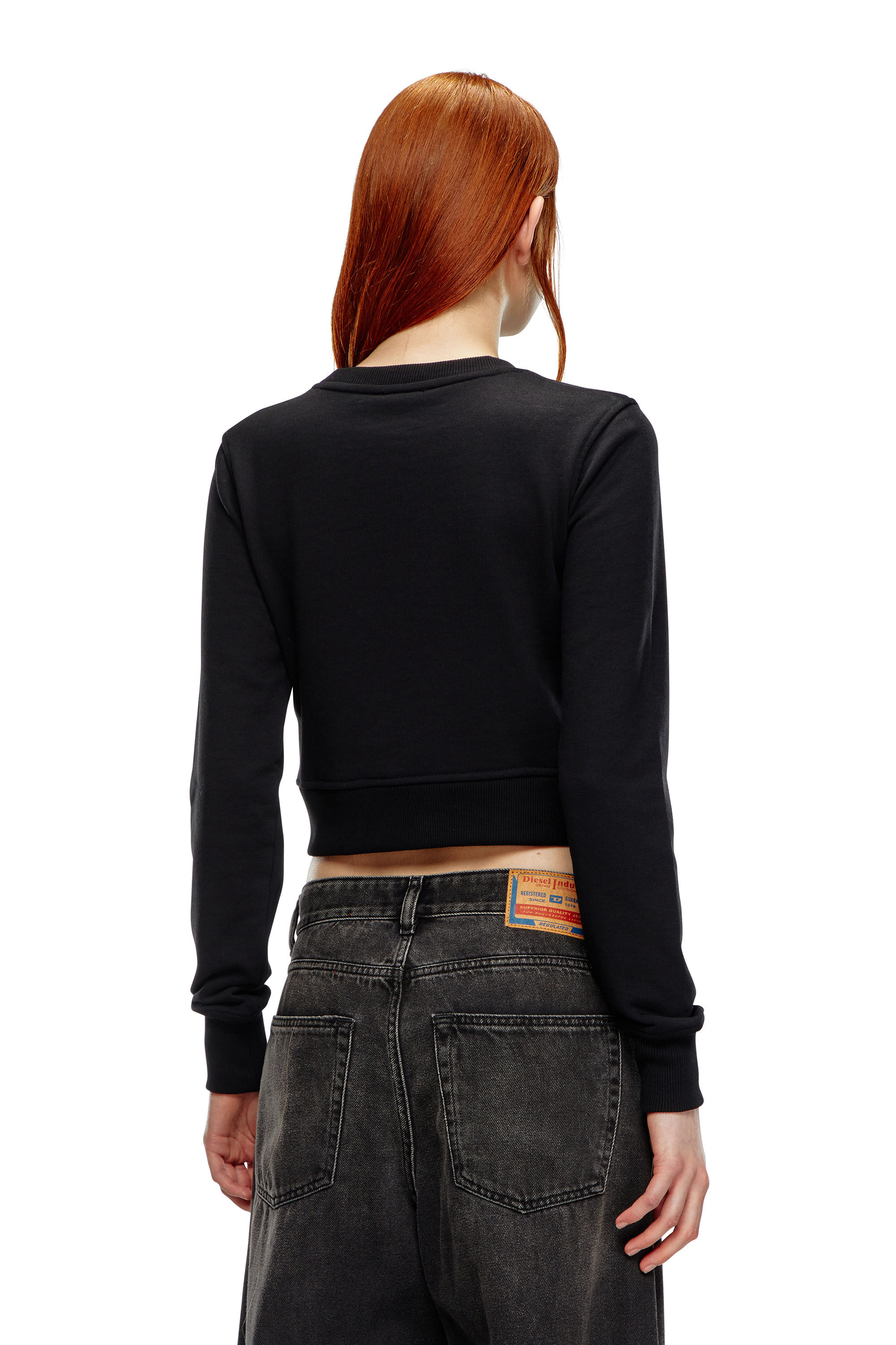 Diesel - F-SLIMMY-OD, Woman's Cropped sweatshirt with cut-out logo in Black - 4