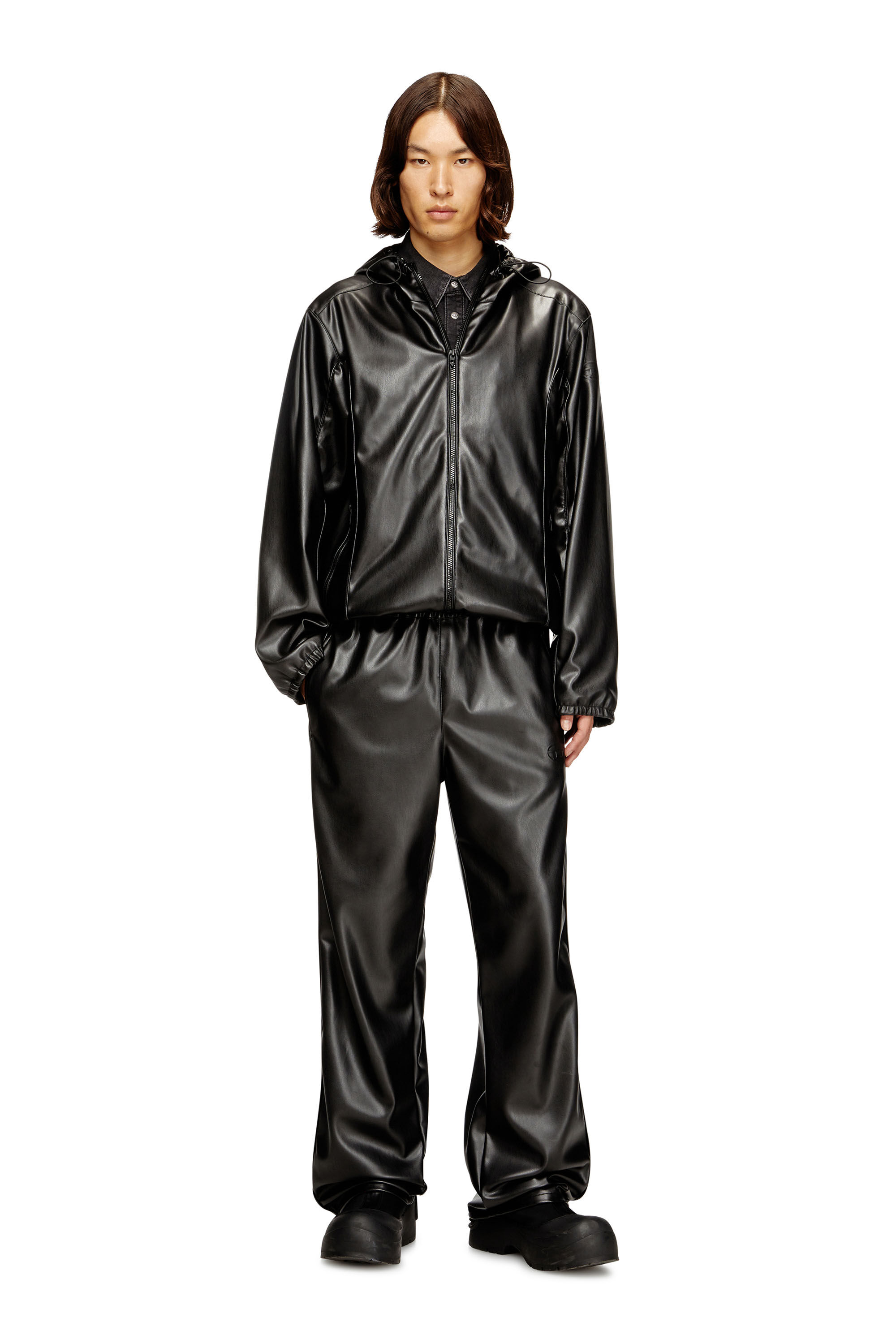 Men's Hooded windbreaker in coated fabric | Black | Diesel ID