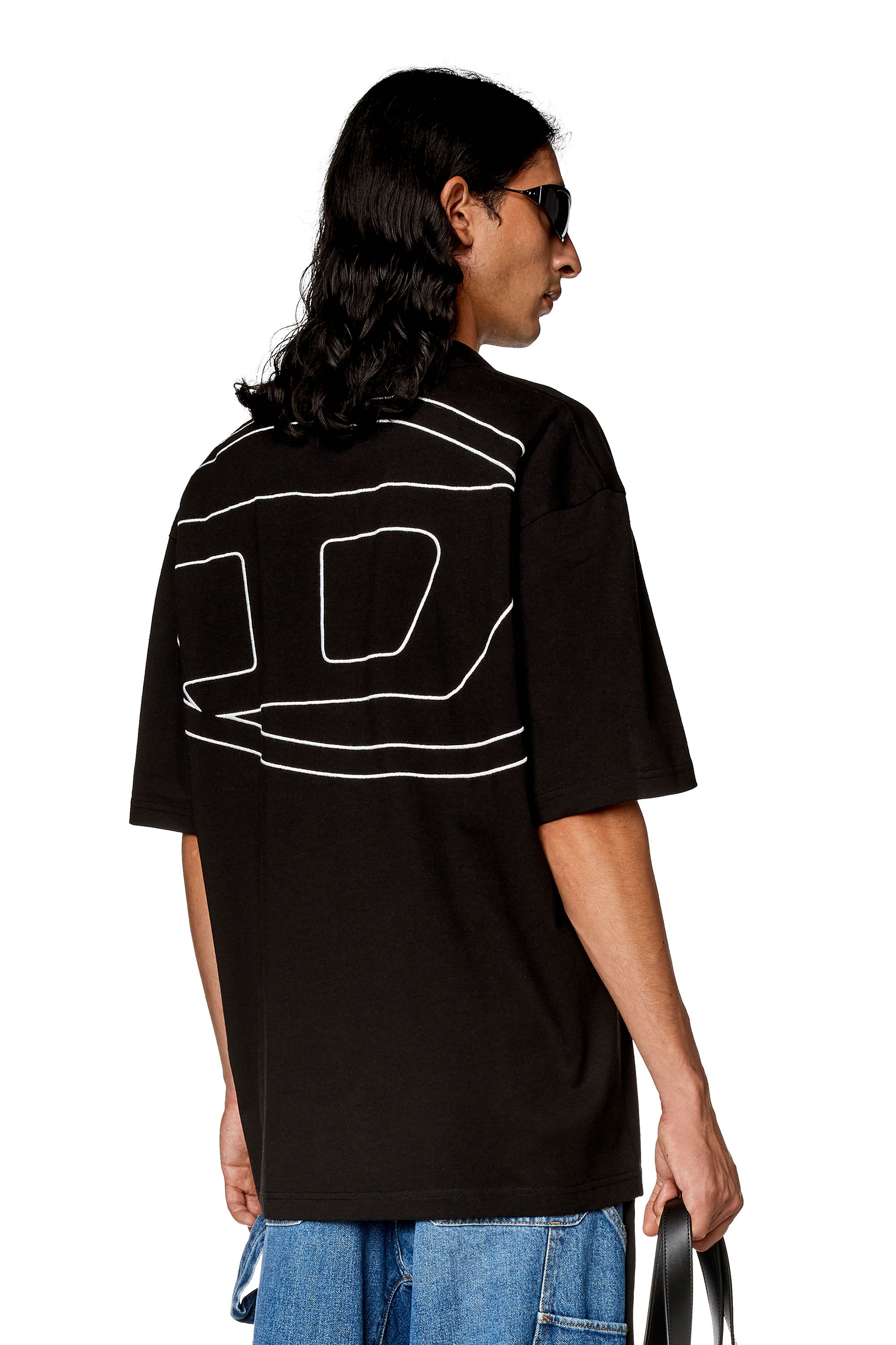 Diesel - T-VORT-MEGOVAL-D, Man's Polo shirt with maxi oval D embroidery in Black - 3