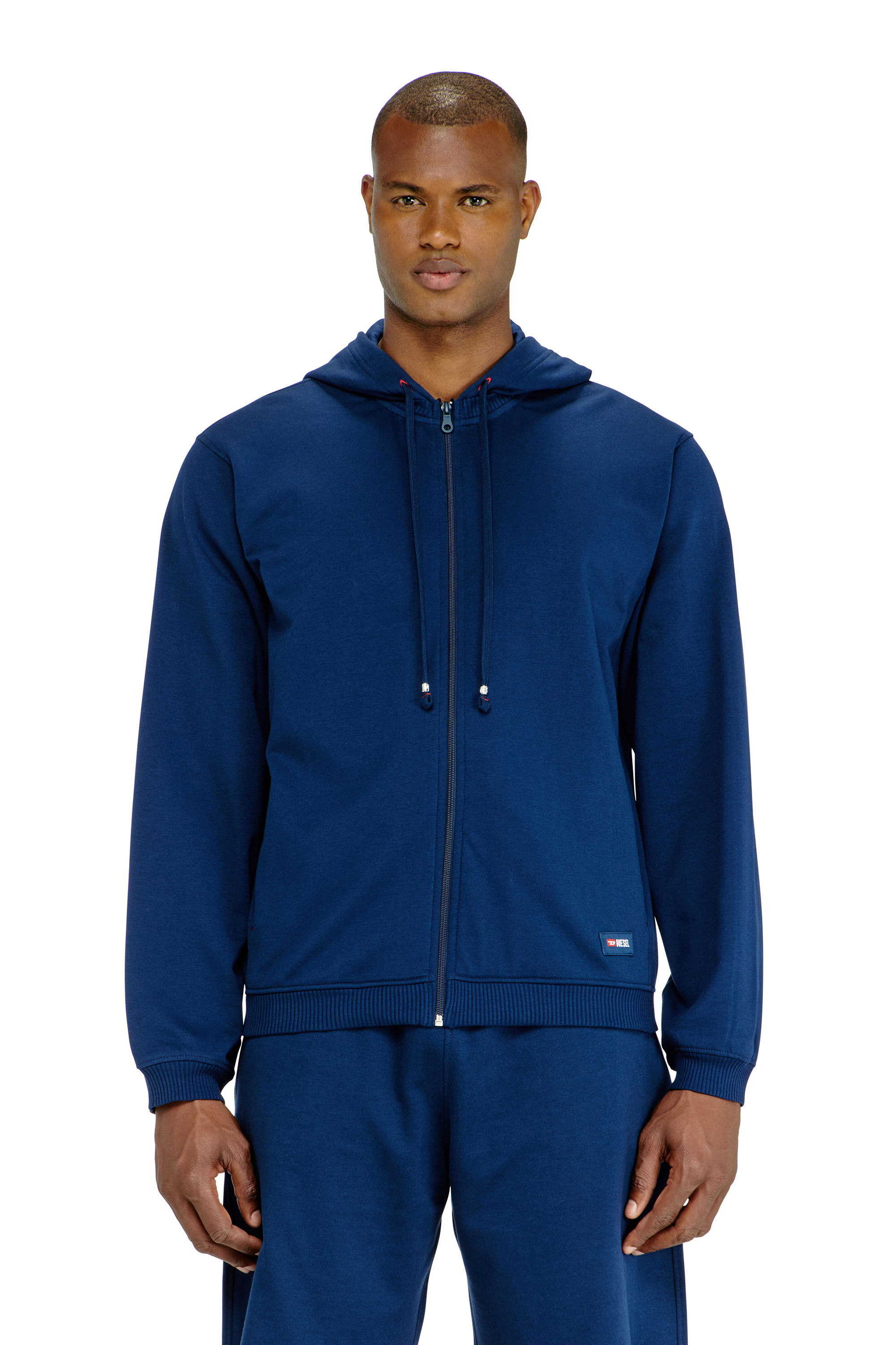 Diesel - JOY-D-CORE, Man's Hoodie in peached cotton blend in Blue - 2