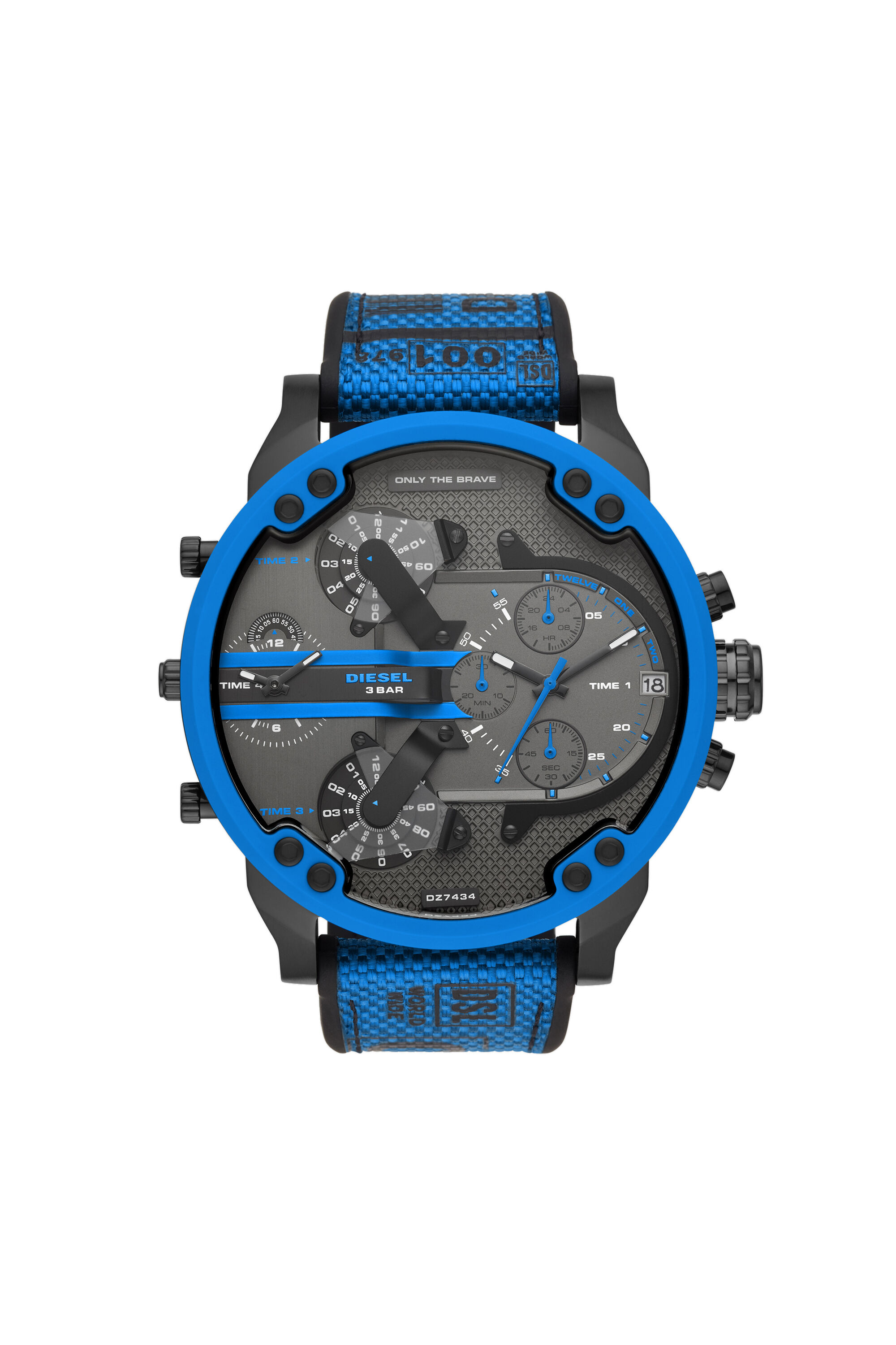 DZ7434 Man: Mr. Daddy 2.0 chronograph blue silicone watch | Diesel