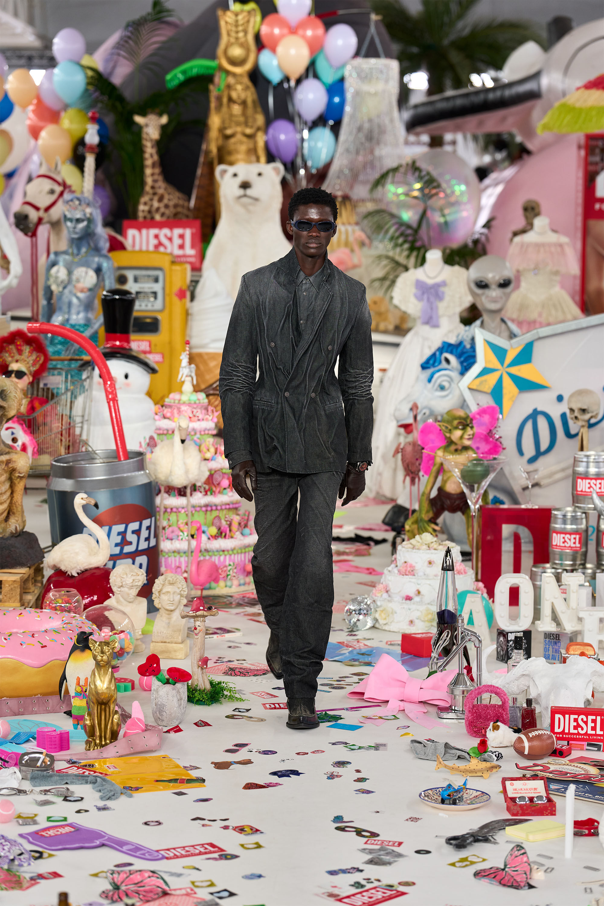 Diesel - D-SYNAR-FSJ2, Man's Shirt in creased denim in Black/Dark grey - 6