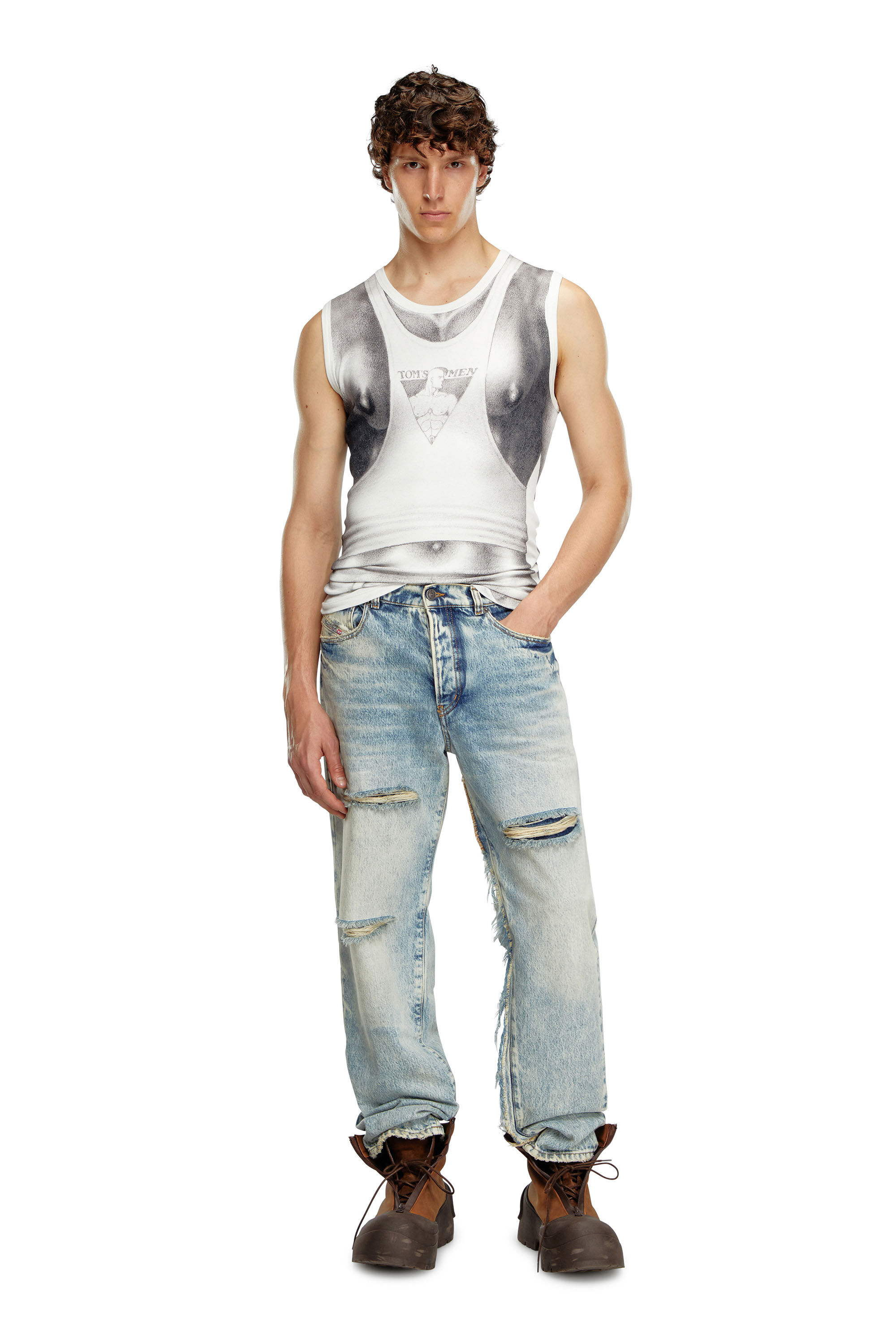 Diesel - PR-T-LIFTY-TOF, Unisex's Tank top with all-over print in White - 1