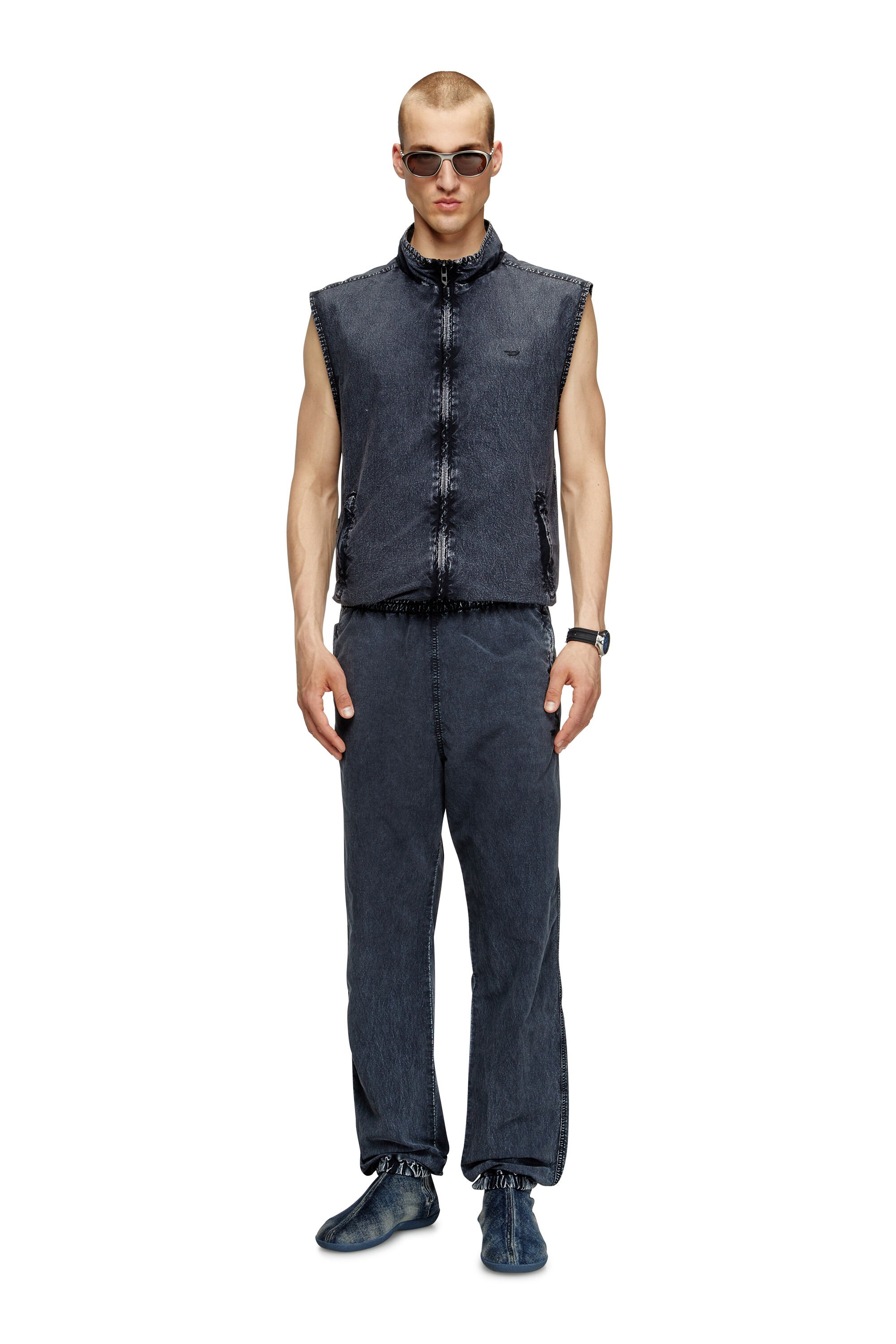 Diesel - J-ERB, Man's Vest in recycled nylon taslan in Black - 1