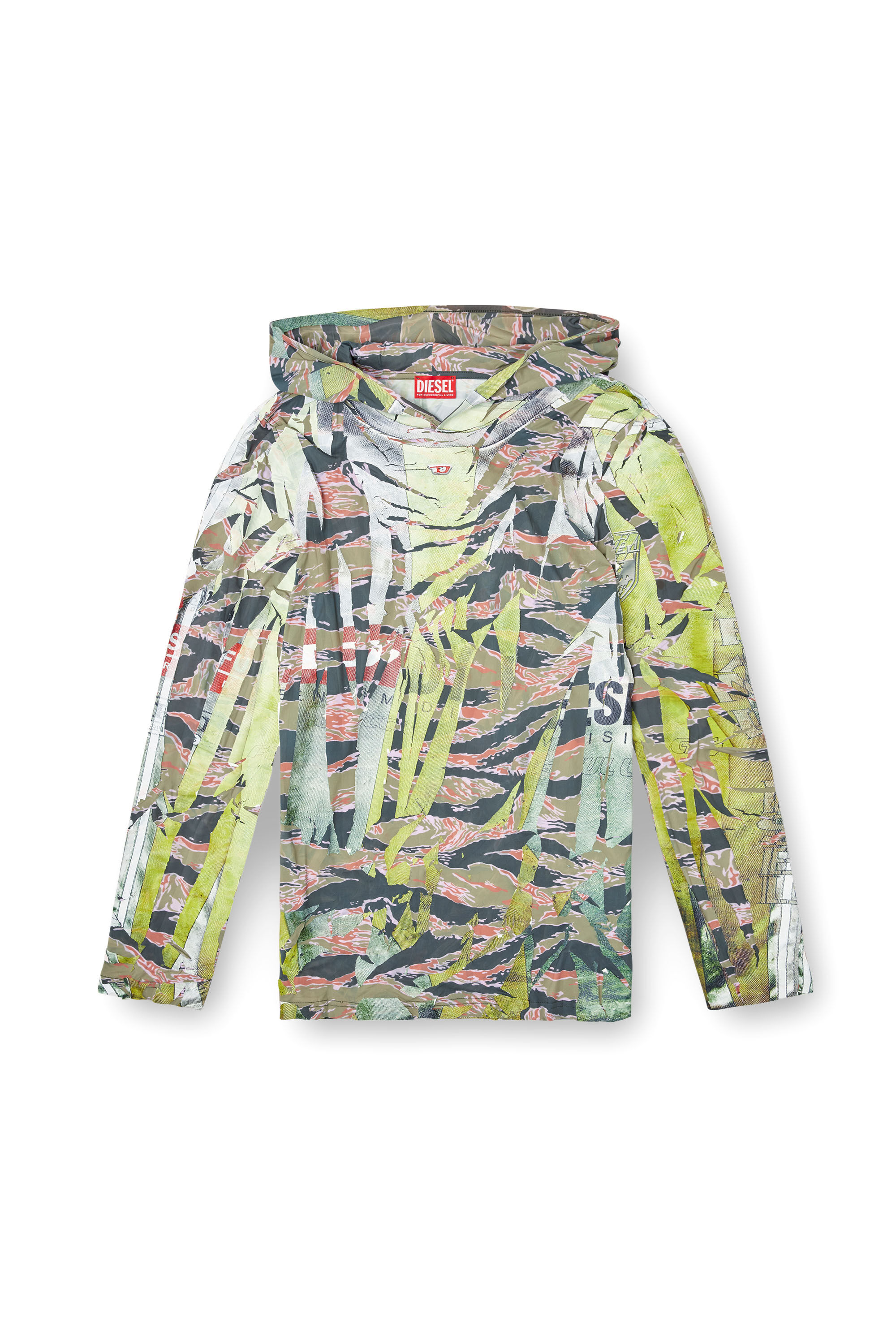 Diesel - T-GILLIS, Unisex's Camo hooded top with cracked over-print in Brown/Green - 2