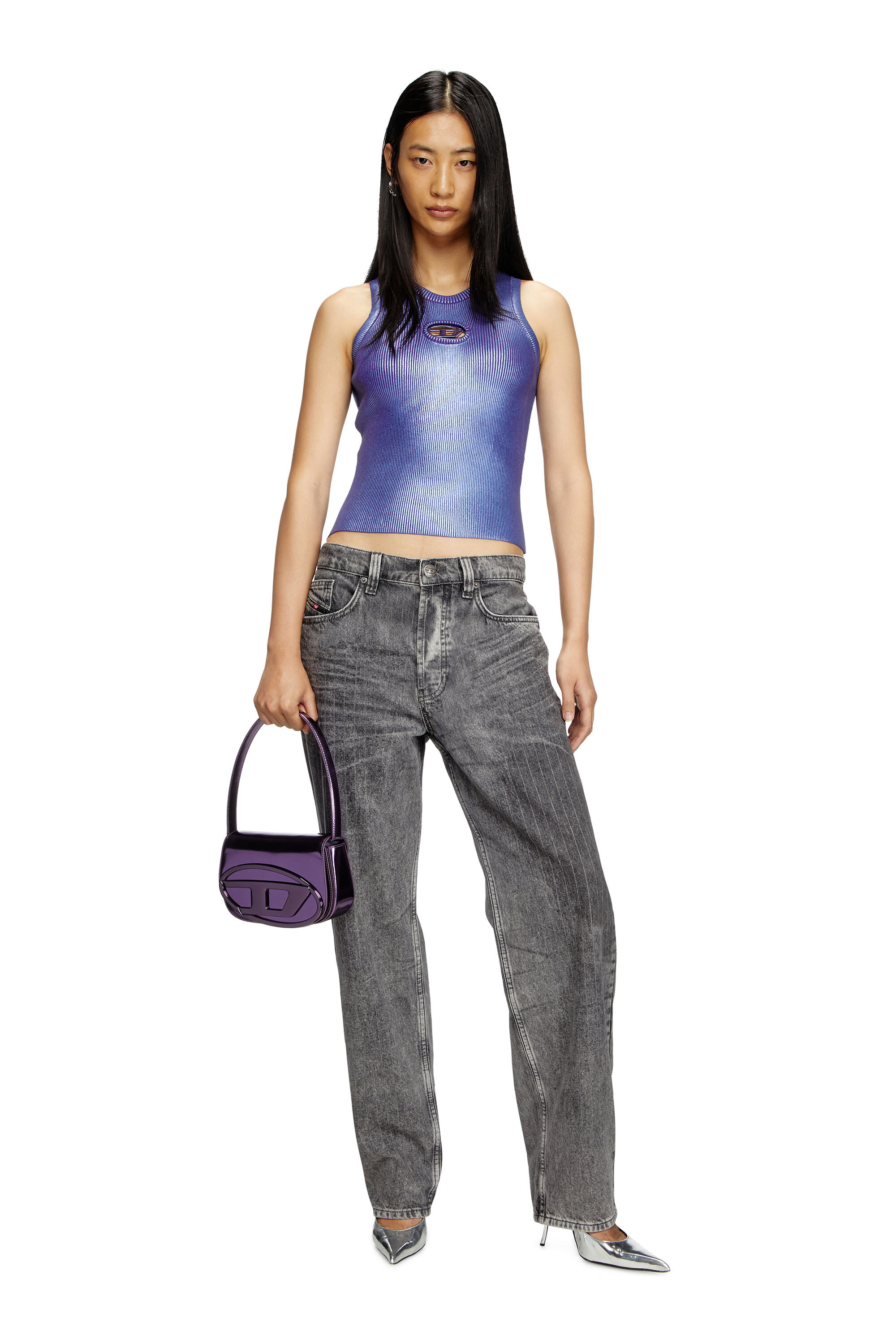 Women's 1DR-Iconic shoulder bag in mirrored leather | Violet Women's 1DR-Iconic shoulder bag in mirrored leather | Violet
