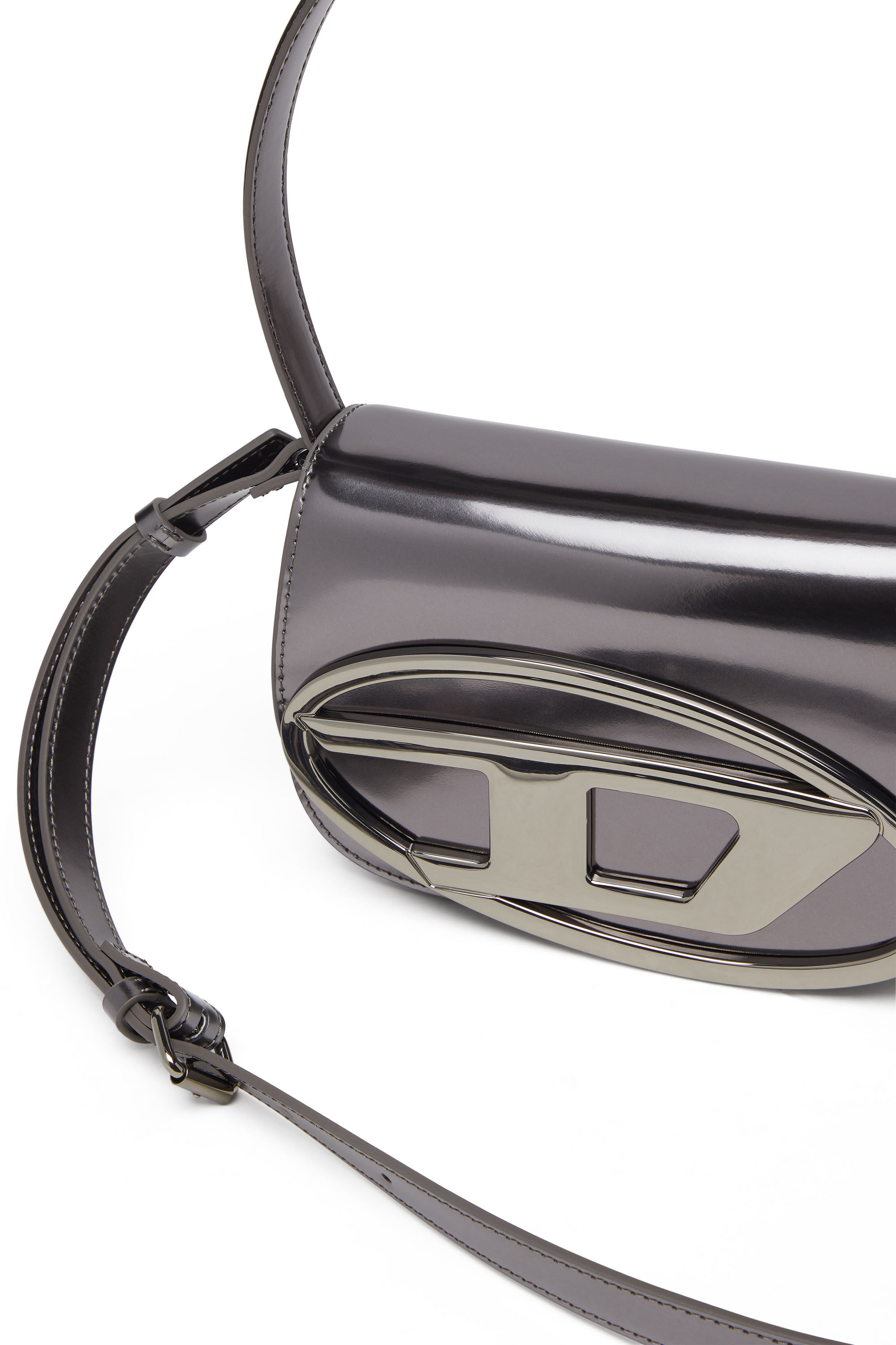 Diesel - 1DR, Woman's 1DR-Iconic shoulder bag in mirrored leather in Grey - 2