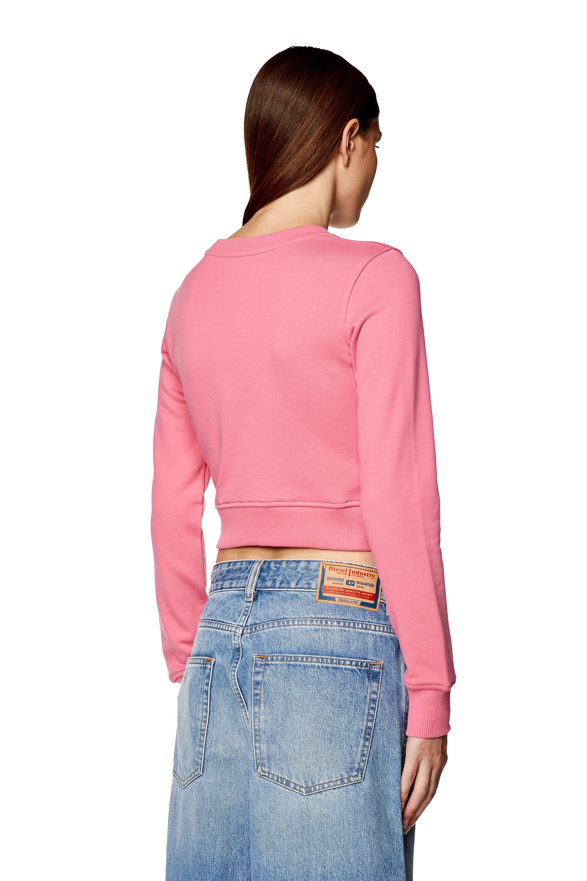 Diesel - F-SLIMMY-OD, Woman's Cropped sweatshirt with cut-out logo in Pink - 4