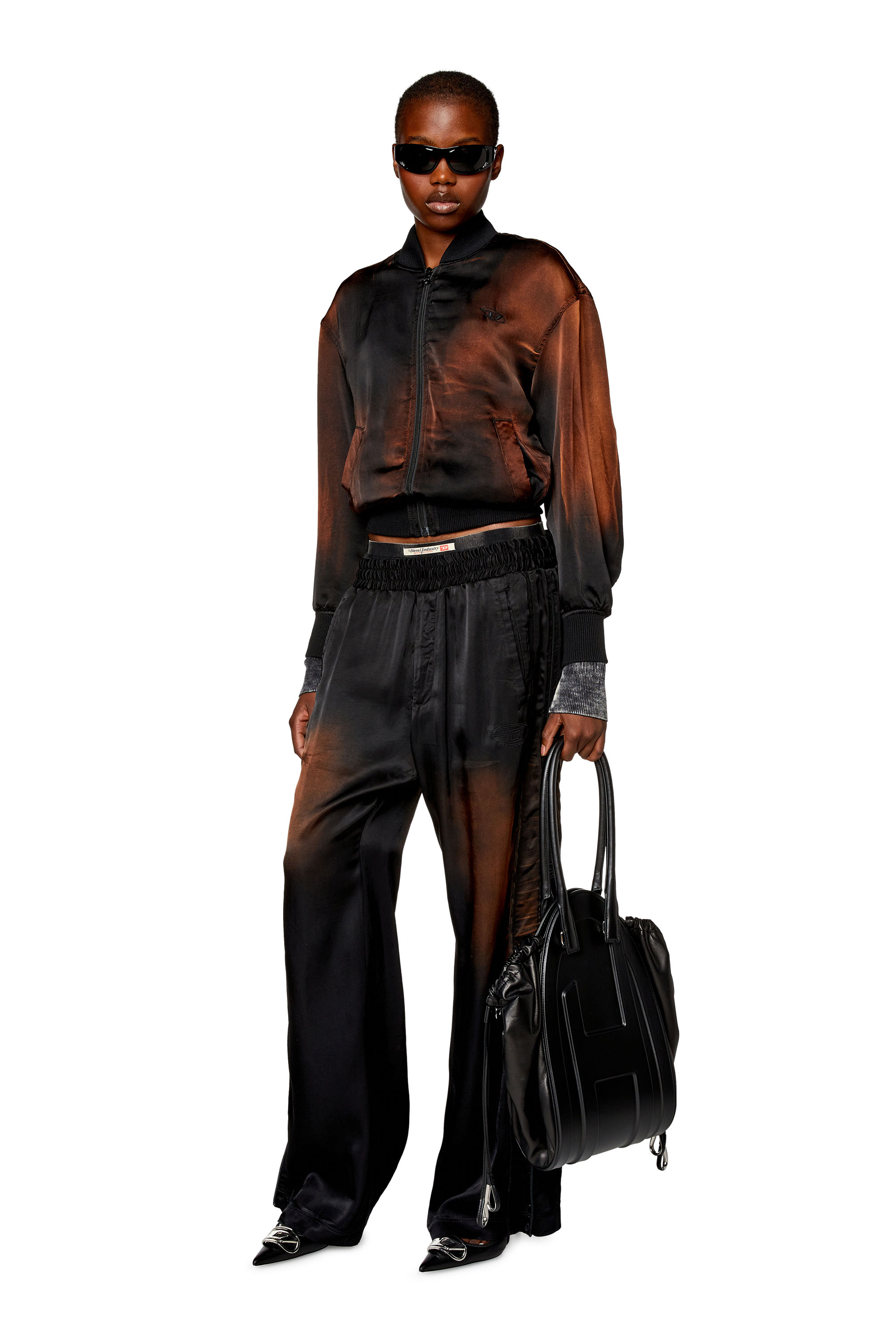 Bomber jacket in solarised satin
