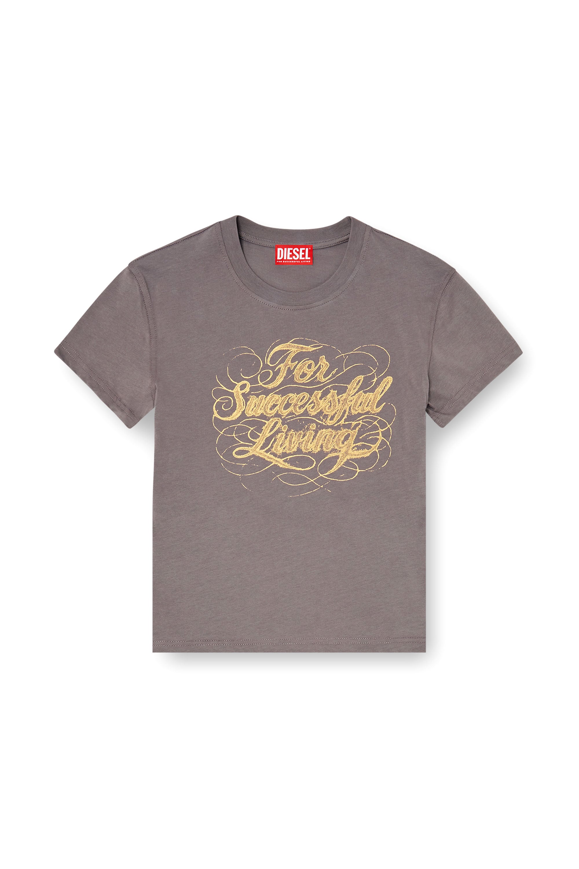Diesel - T-ILA-AA4, Woman's T-shirt with logo print in Dark grey - 3