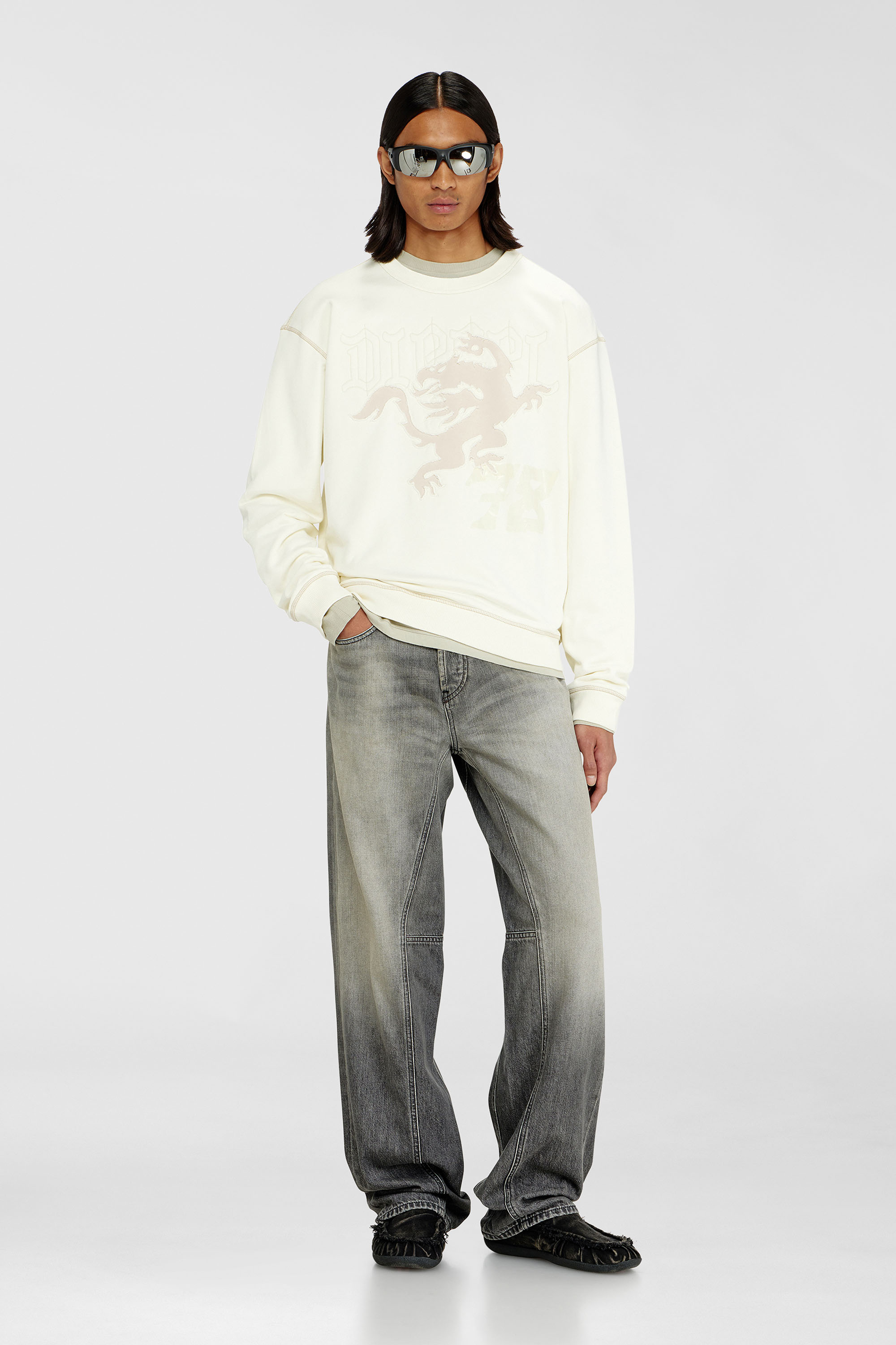 Diesel - S-NORM-AA3, Man's Sweatshirt with embroidery and print in White - 2