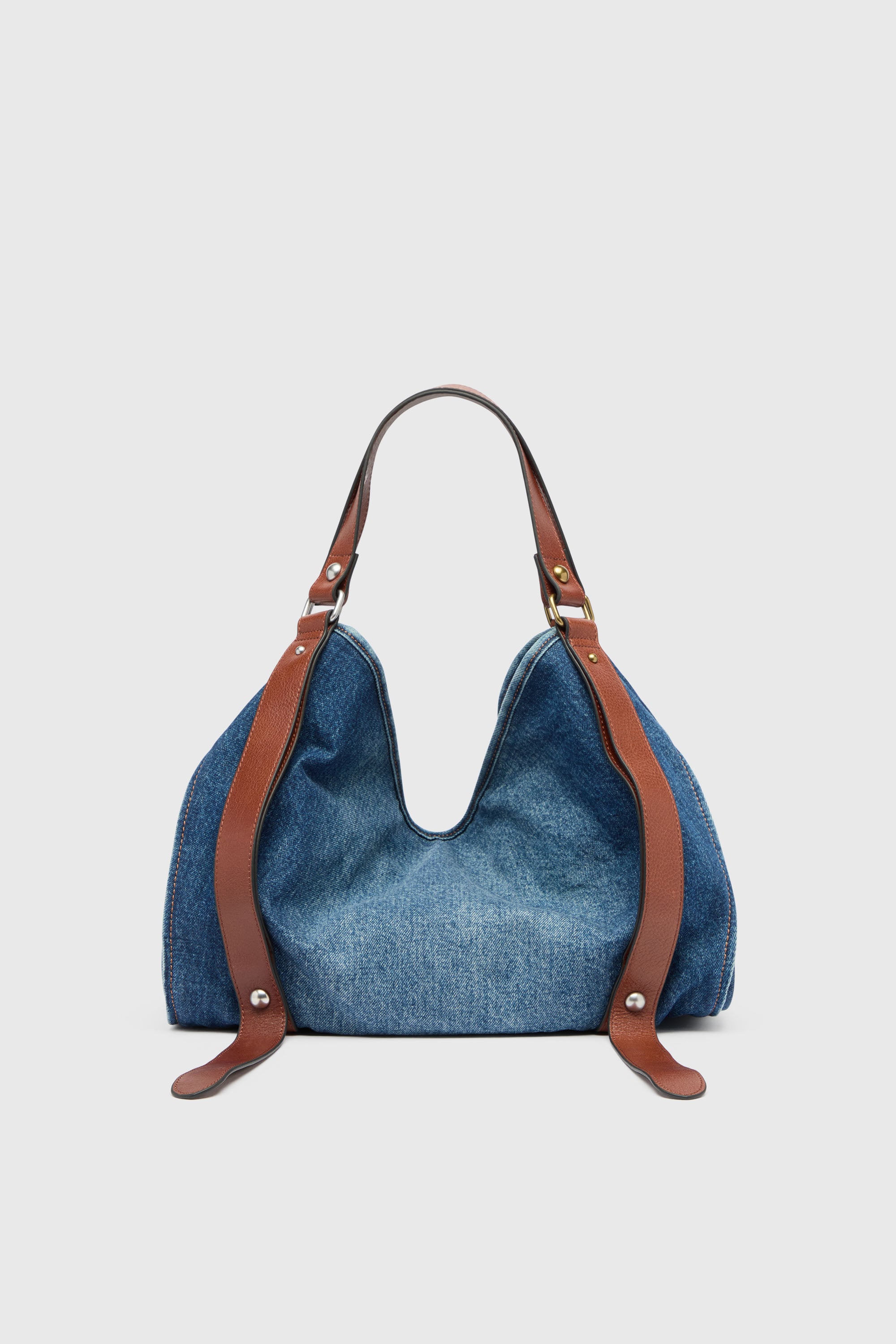 Diesel - D-ONE TOPHANDLE M, Woman's D-One-Medium top-handle bag in denim and leather in Blue - 2