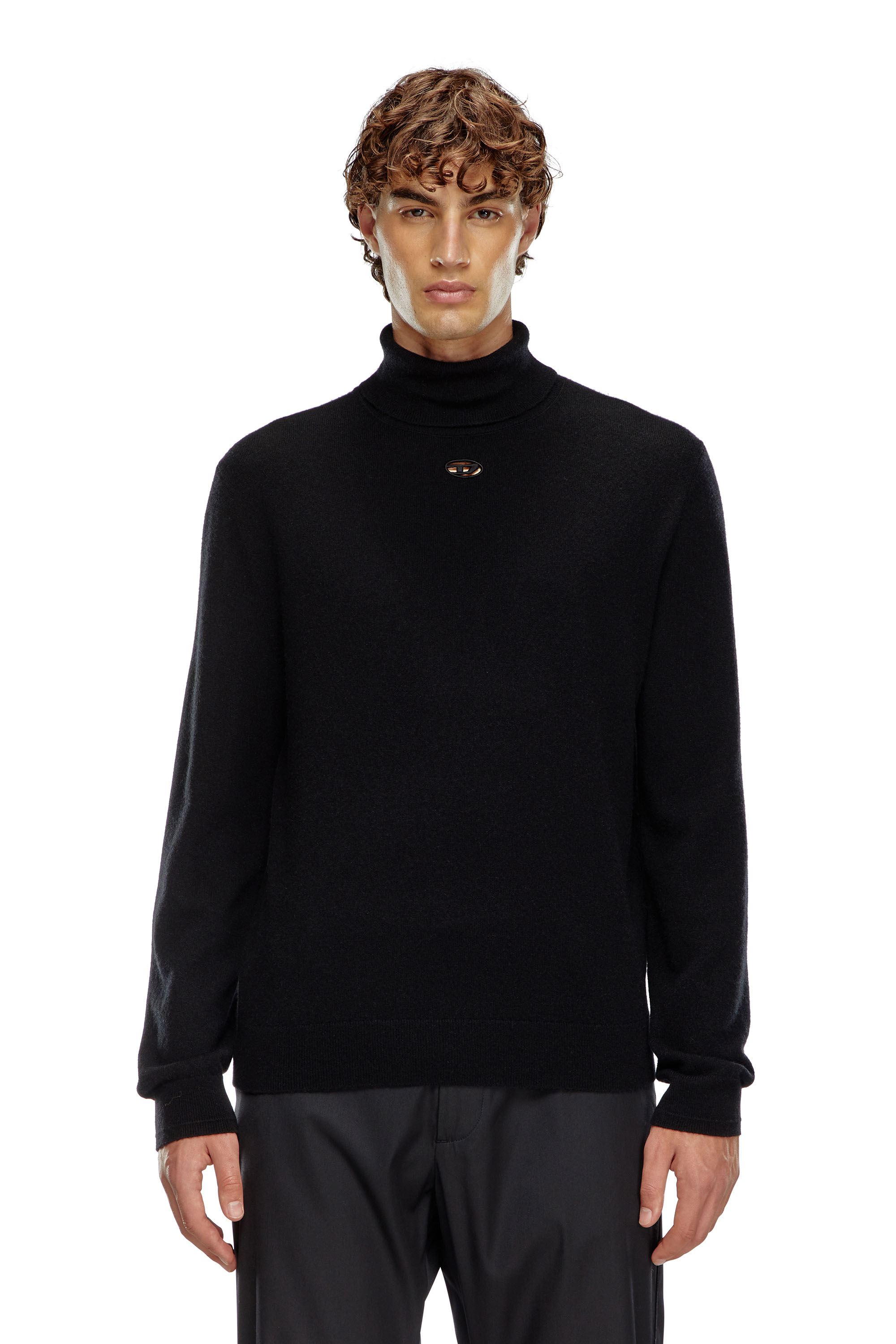 Diesel - K-VIERI-TN, Man's Turtleneck jumper in wool and cashmere in Black - 1