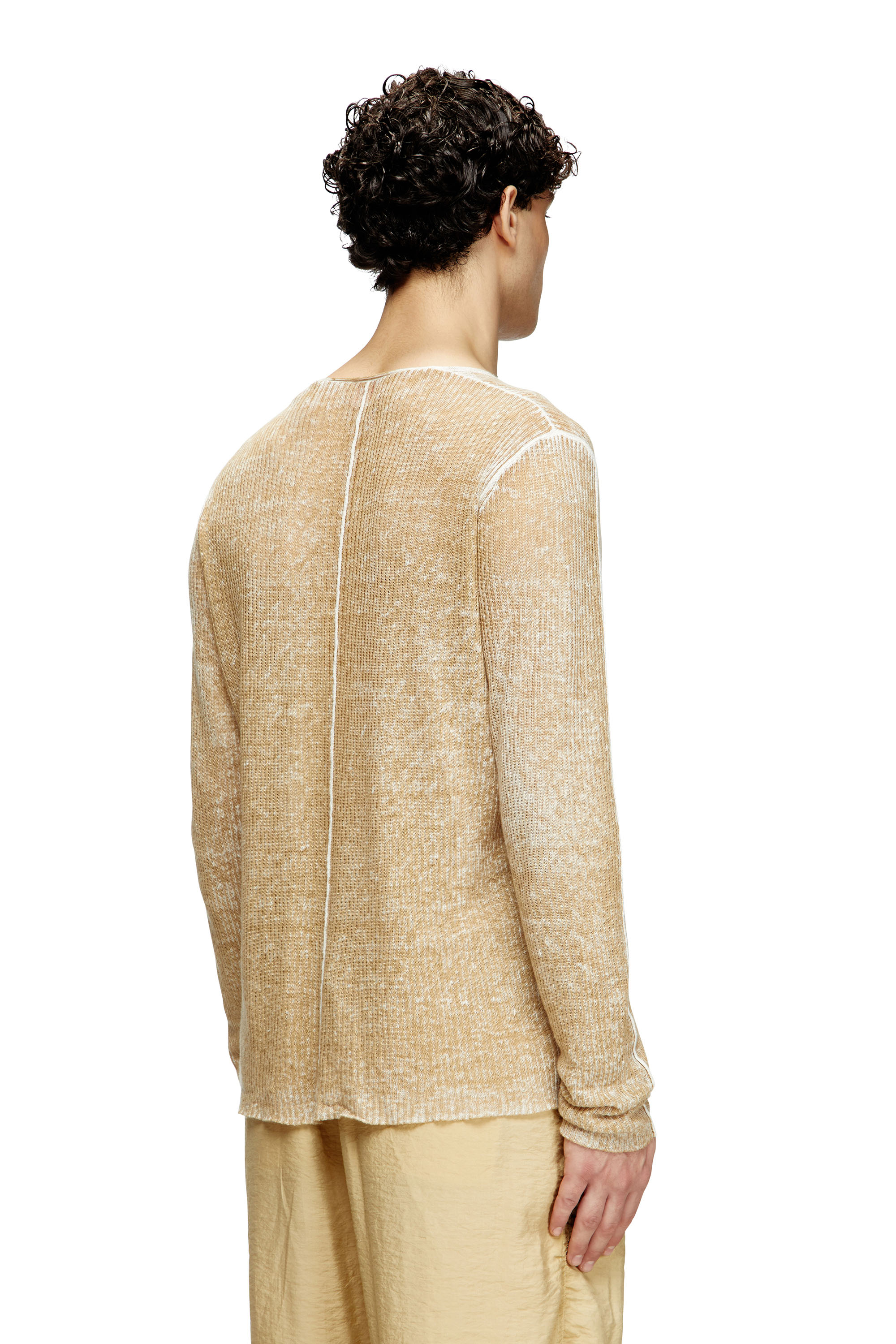 Diesel - K-ROBBEL, Man's Inside-print jumper with contrast detail in Beige - 4