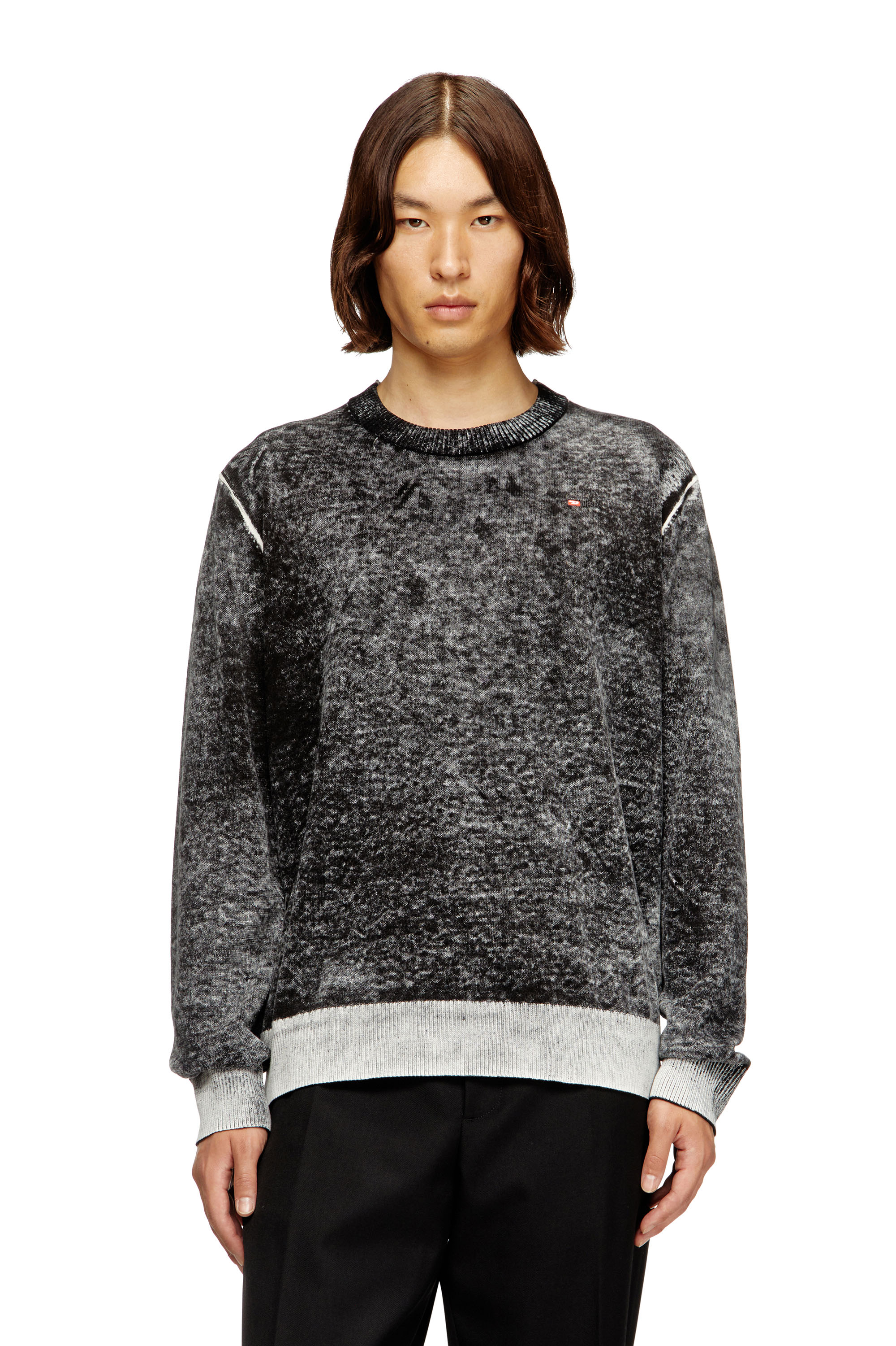 Diesel - K-LAURENT, Man's Jumper with faded reverse print in Grey - 3