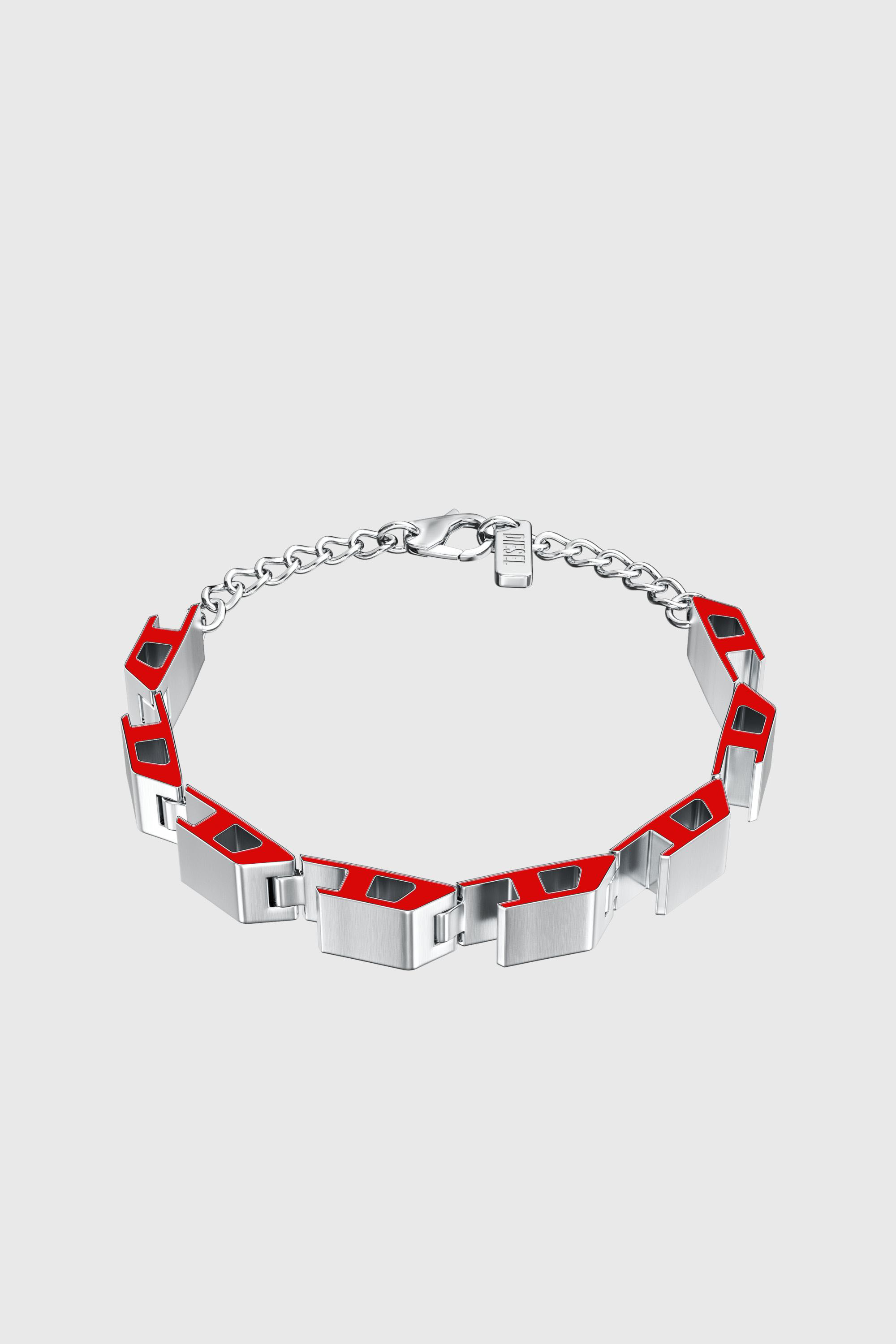 Diesel - DX1690040 JEWELLERY, Unisex's Stainless steel bracelet in Silver/Red - 1