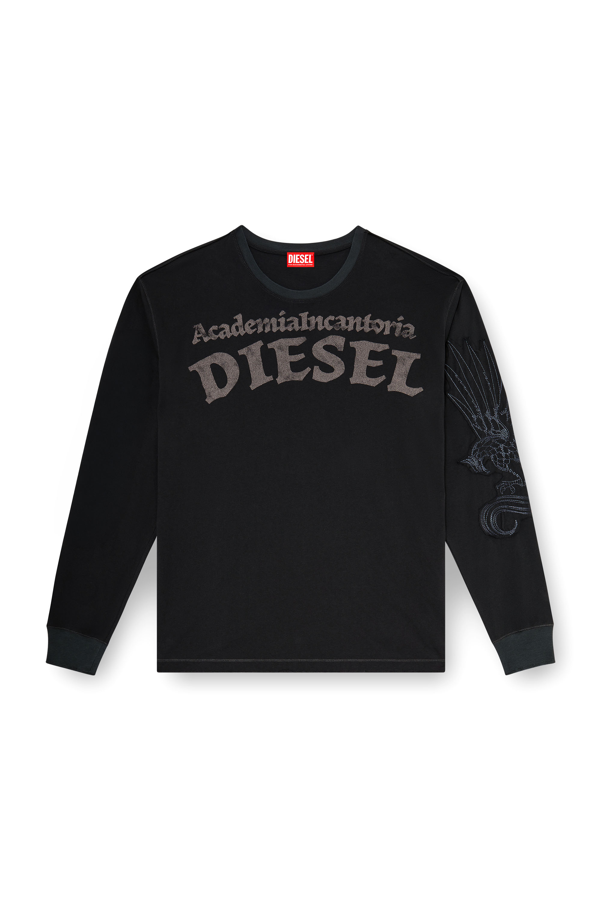 Diesel - T-NORM-LS-AA3, Man's Long-sleeve T-shirt with prints and patches in Black - 3