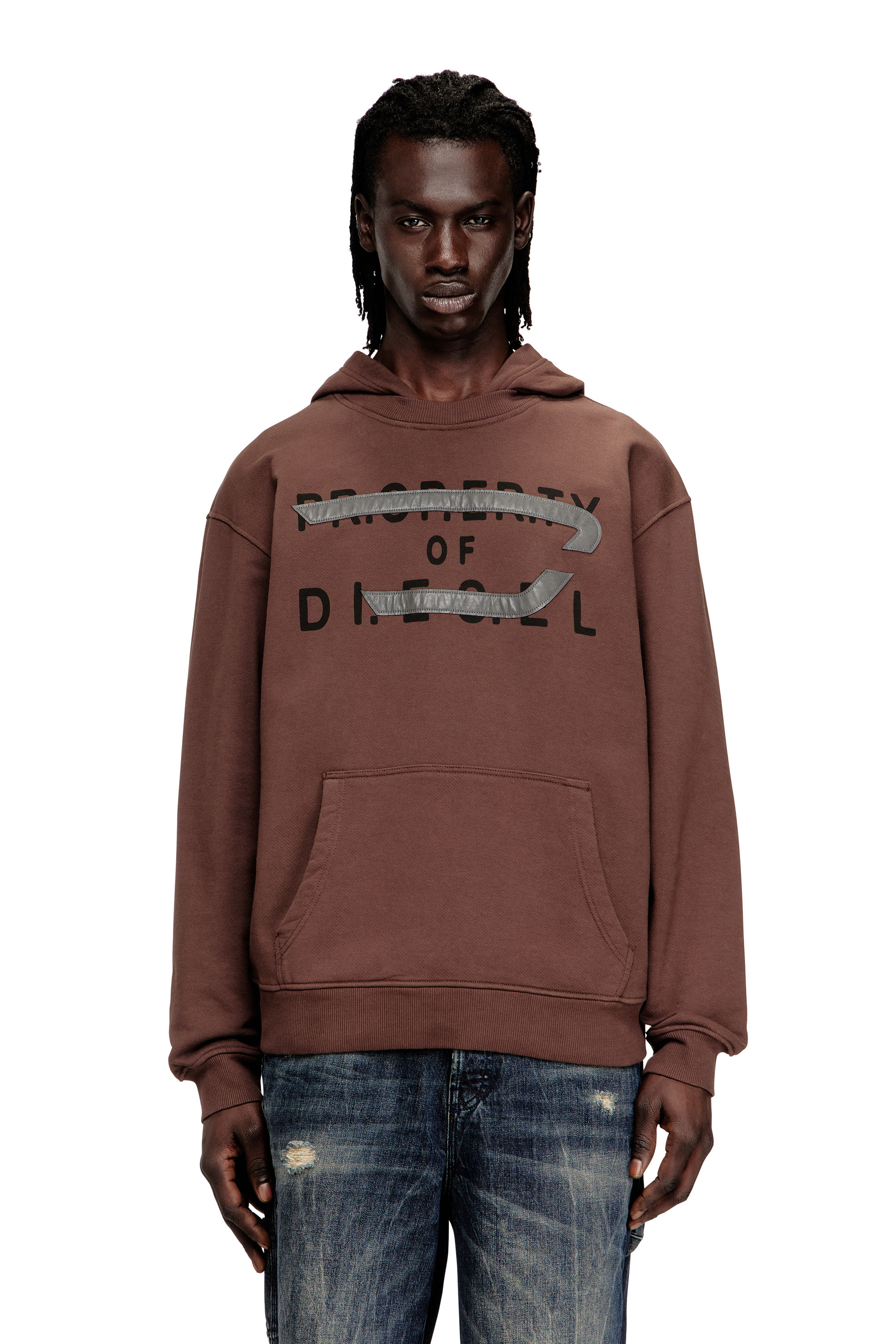 Diesel - S-NORMAN-HOOD, Man's Cotton hoodie with D appliqué in null - 1