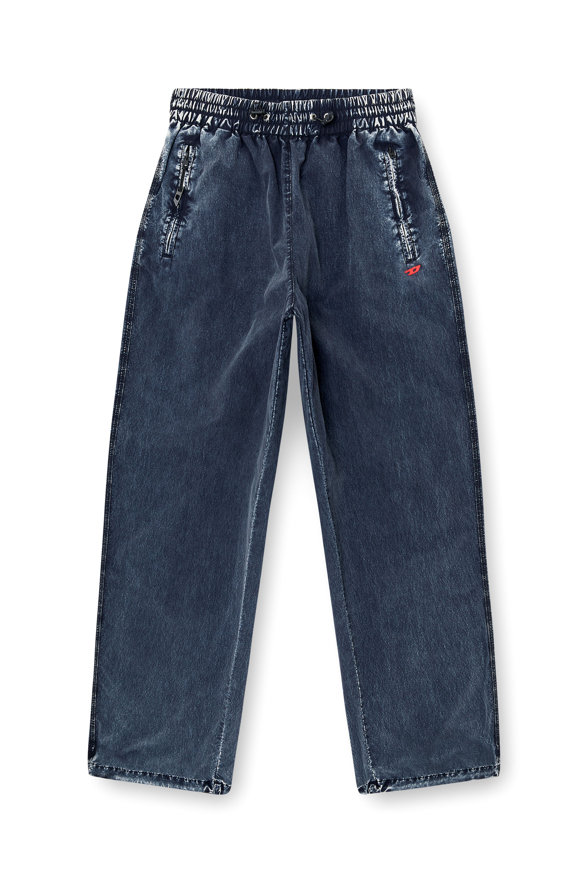 Diesel - P-APYRI, Woman's Acid-wash track pants in nylon Taslan in Dark Blue - 4