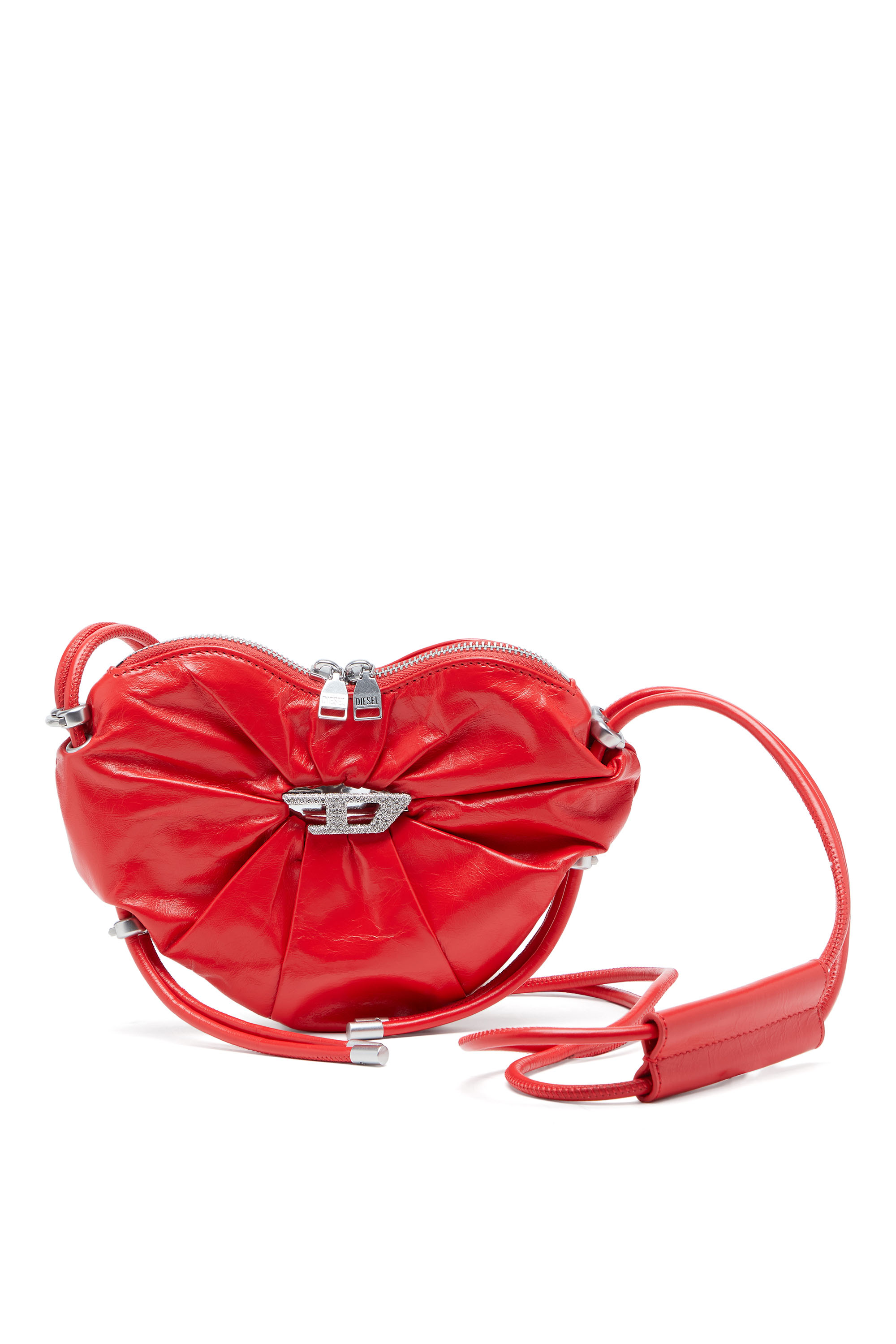 Diesel - SCRUNCH-D HEART, Woman's Scrunch-D-Heart shoulder bag in scrunched leather in Red - 1