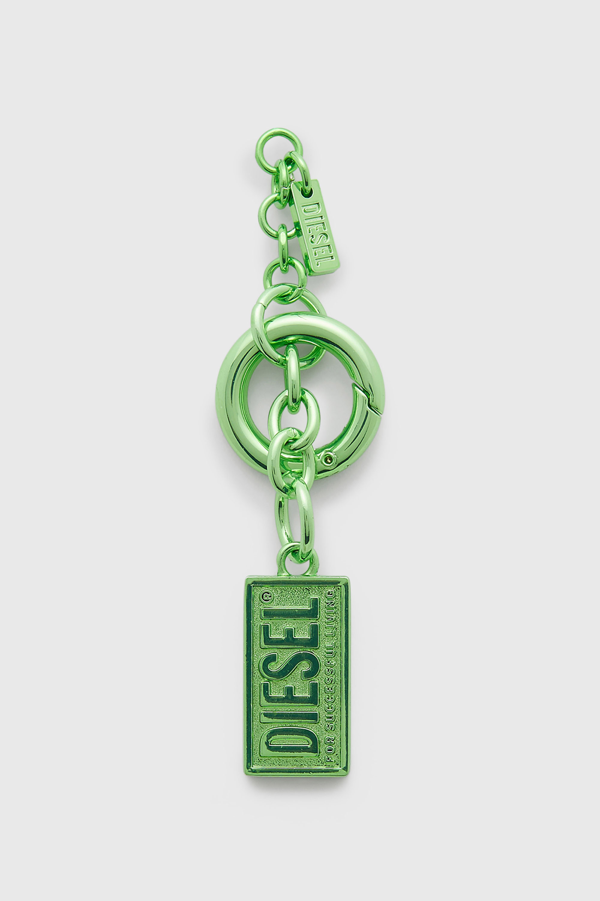 Diesel - CHARM-BISCOTTO, Woman's Metal keyring with Biscotto logo charm in Green - 1