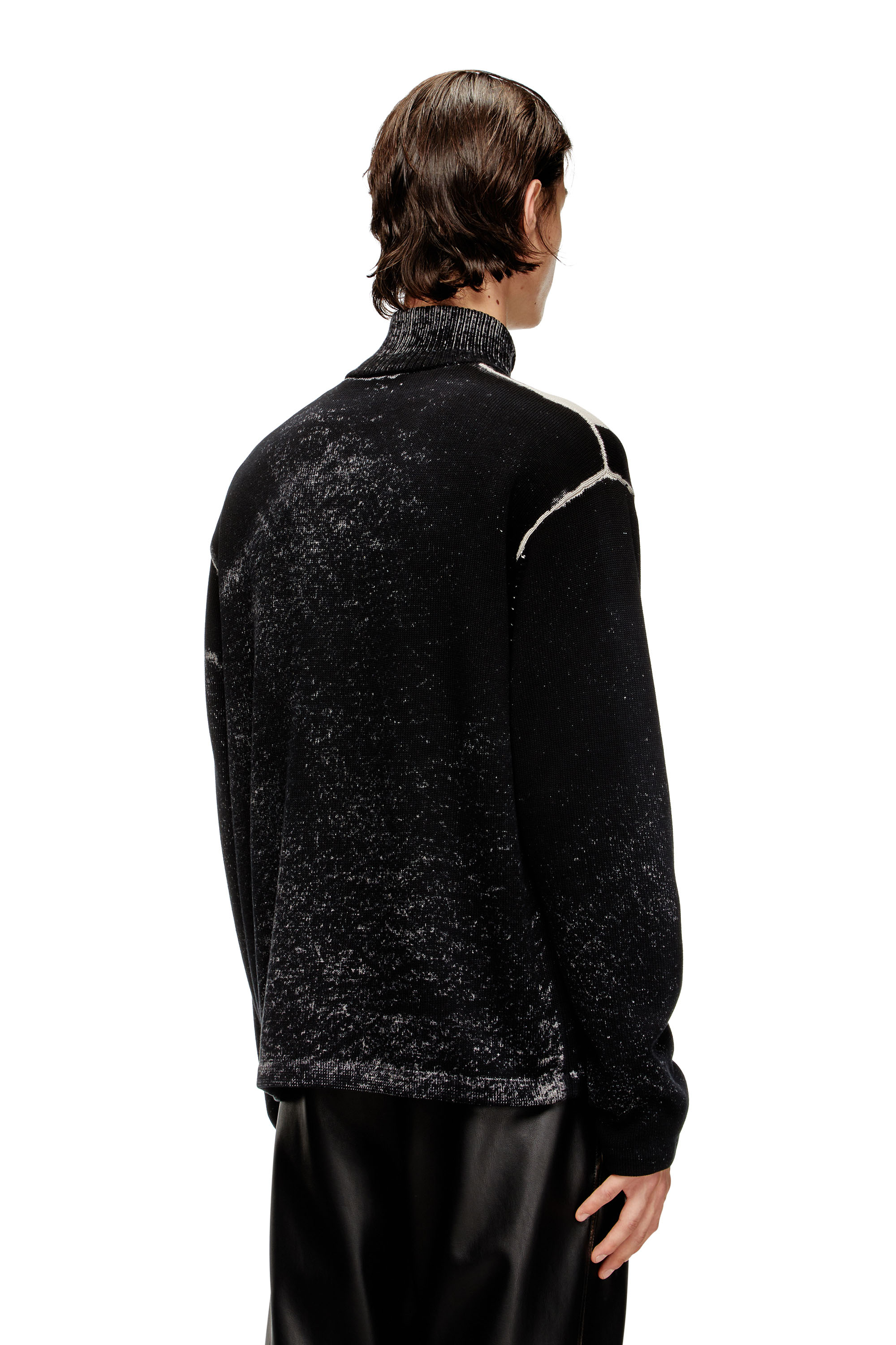 Diesel - K-OLIBA-JKT, Man's Inside-print striped zipped cardigan in Black/White - 4