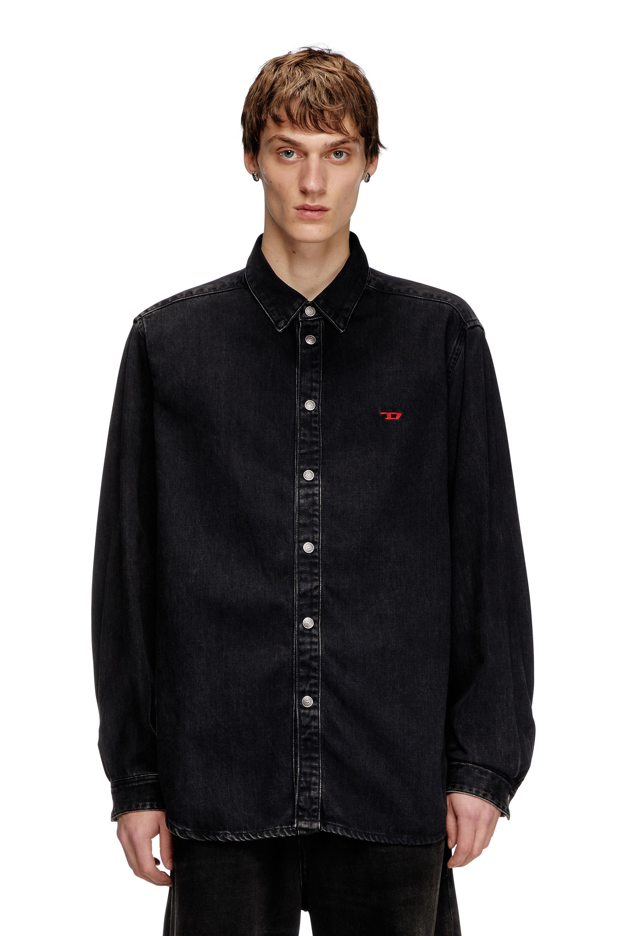 Diesel - D-SIMPLY, Man's Shirt in Tencel denim in Black - 1