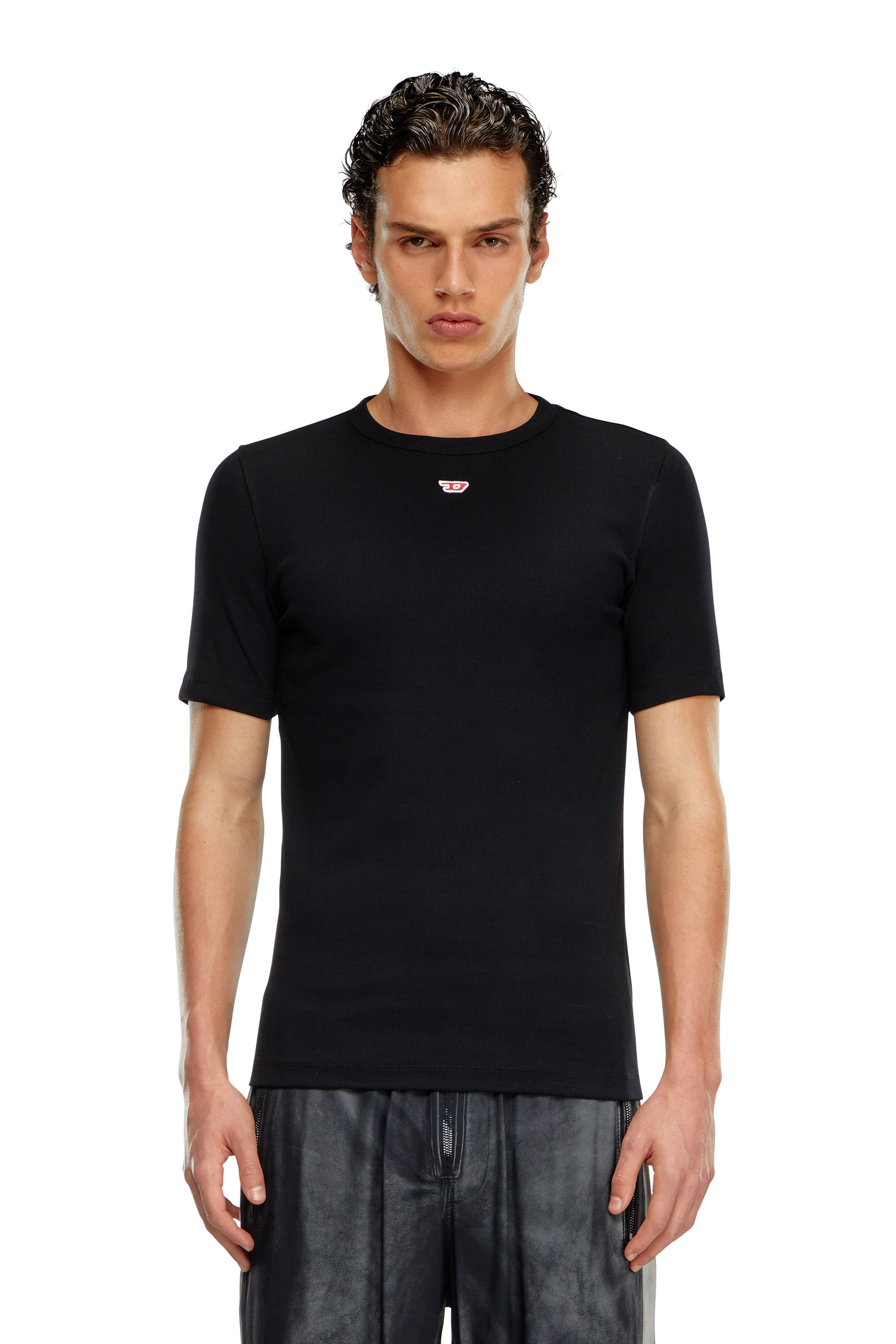 Diesel - D-RIBBER-N, Man's T-shirt with D patch in Black - 5