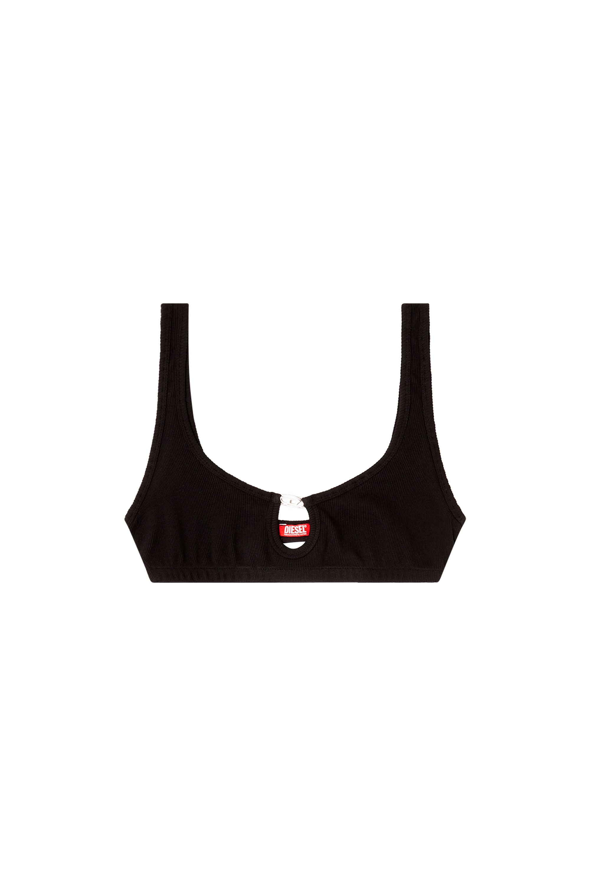 Diesel - FLORENCE-DNM, Woman's Bralette cotton rib with jewel Oval D in Black - 3