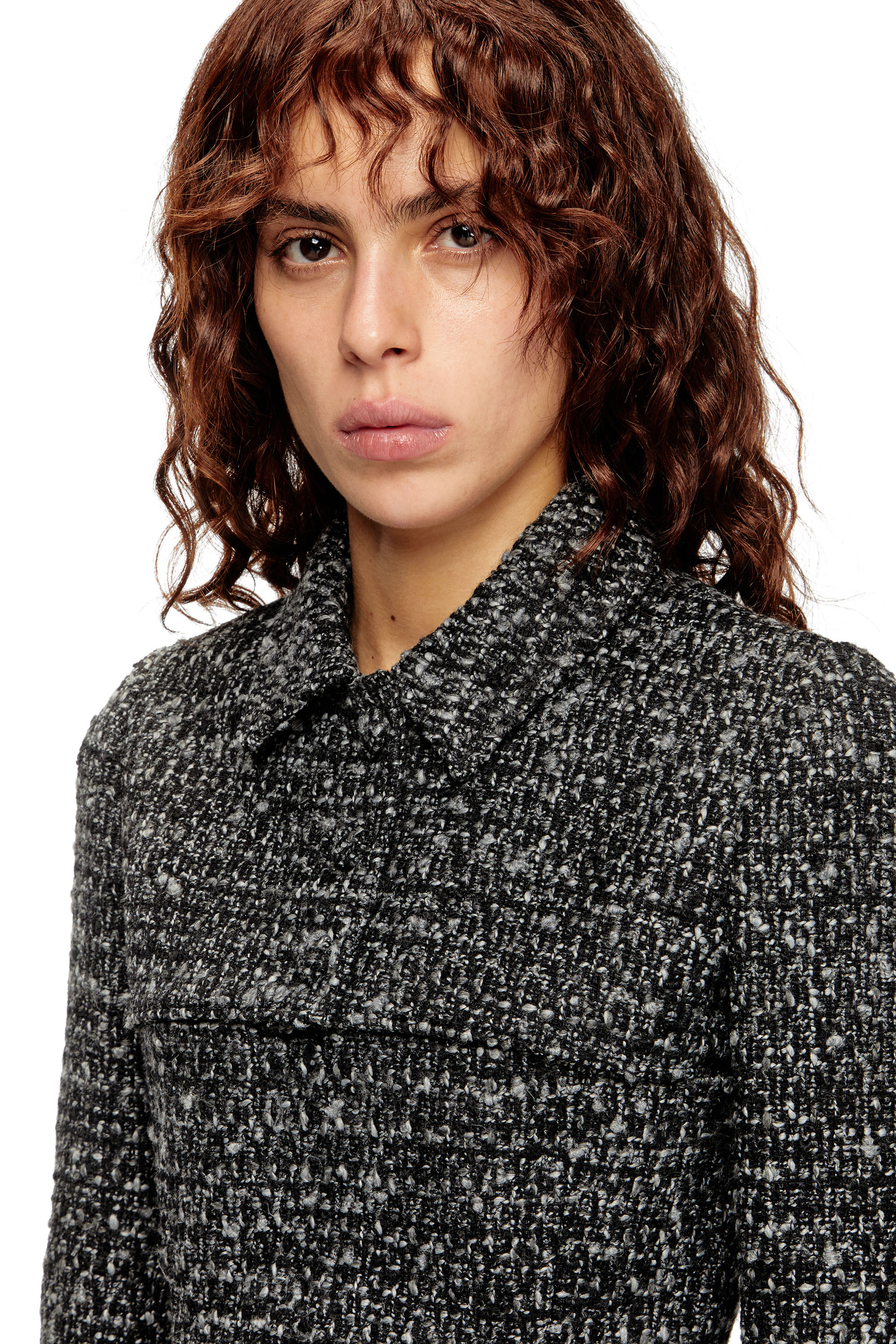 Diesel - G-ANNE, Woman's Bouclé jacket with ultra-crop hem in Black - 5