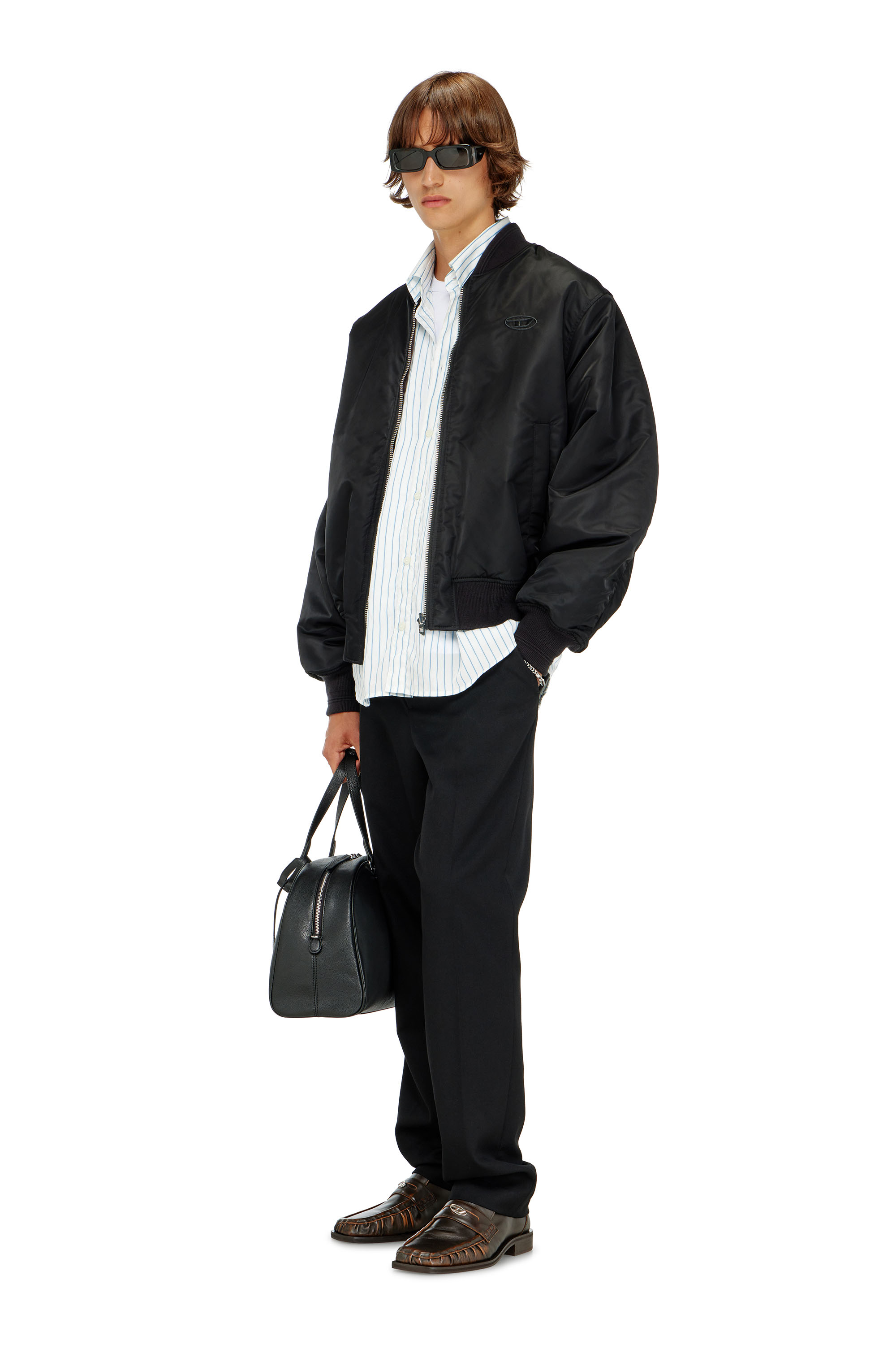 Diesel - W-TYPE-D1, Man's Padded bomber jacket with Oval D embroidery in Black - 2