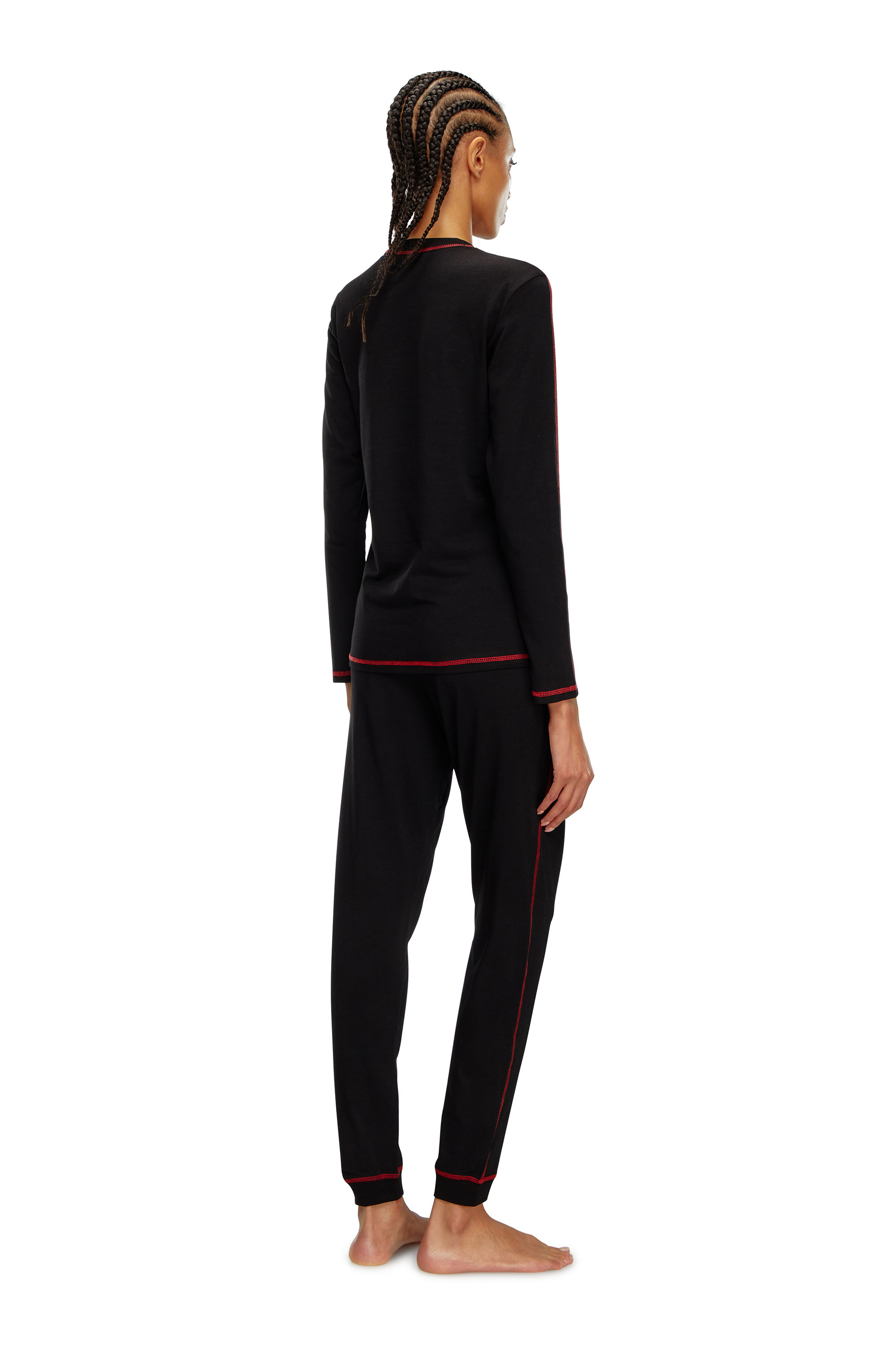 Diesel - UFSET-KRYSTI, Woman Cotton pyjamas with contrast stitching in Black - Image 2