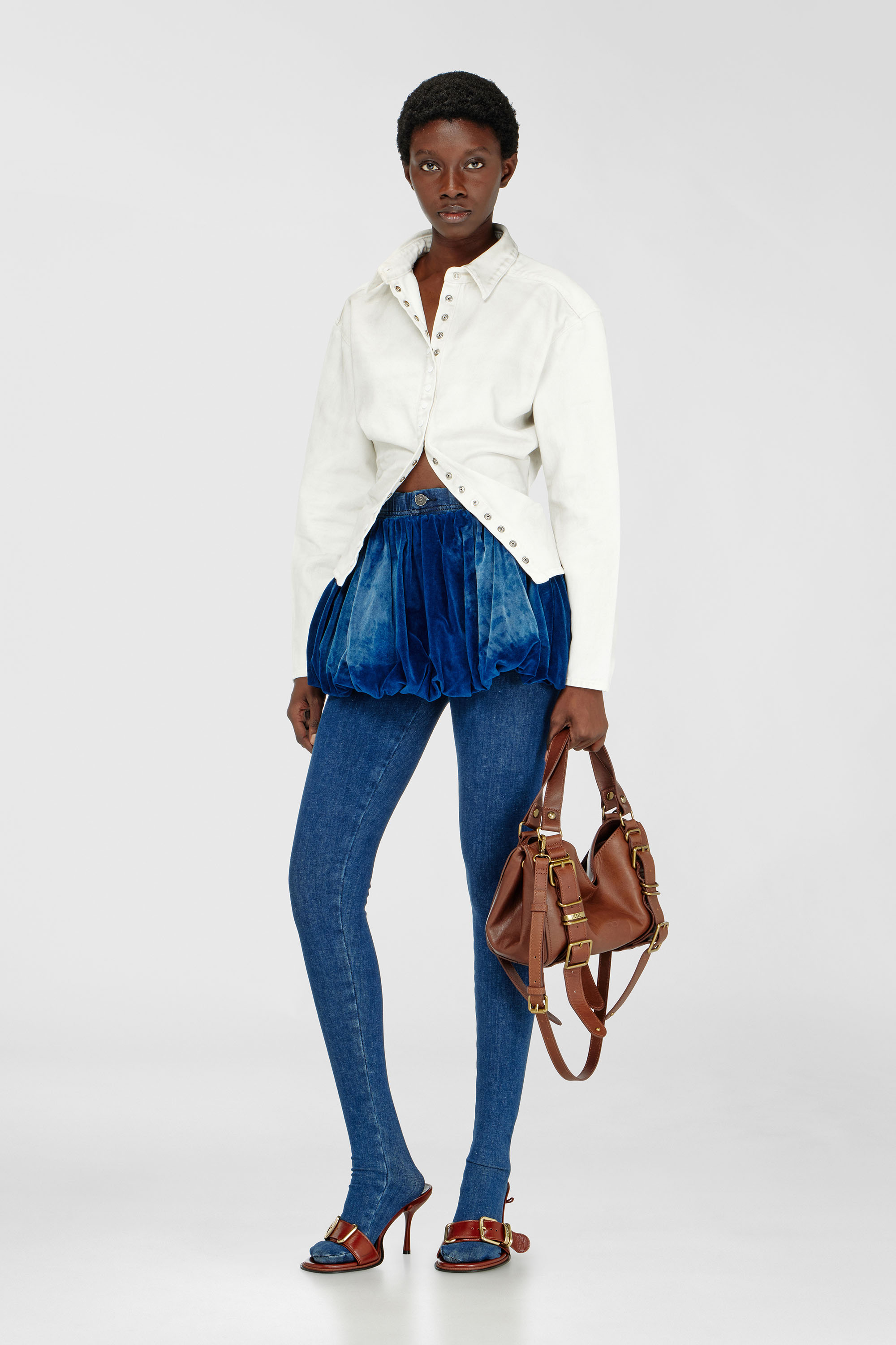 Diesel - DE-PLAZY-FSJ1, Woman's Fitted shirt in denim in White - 1