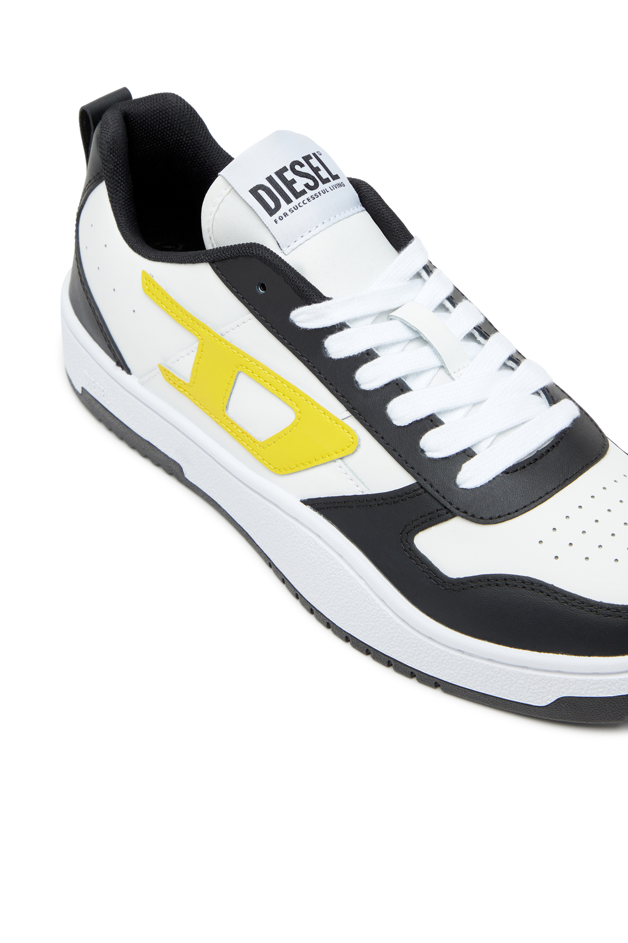 Diesel - S-UKIYO V2 LOW, Man's S-Ukiyo Low-Low-top sneakers in leather and nylon in White/Yellow - 6