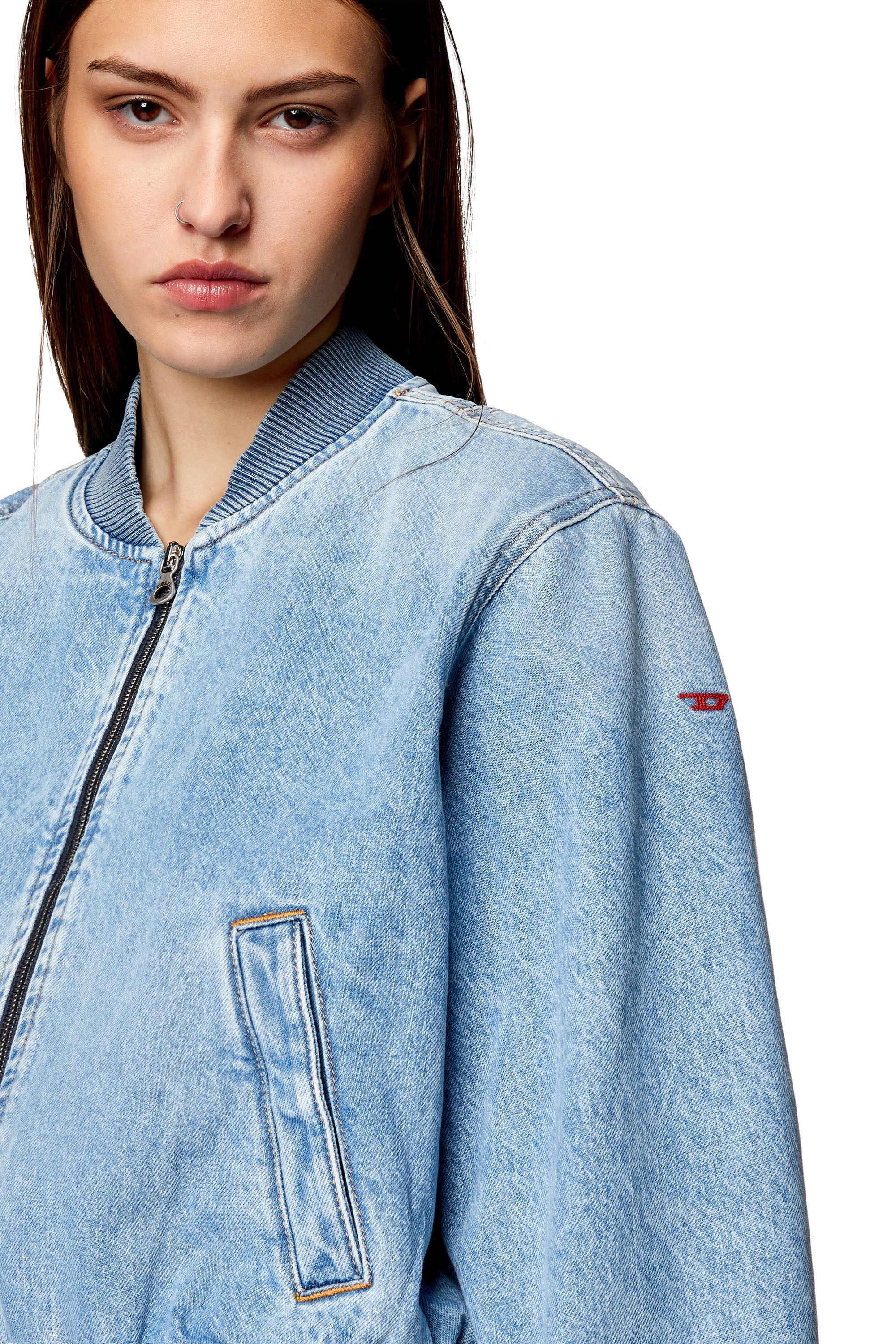 Diesel - DE-KIDDO, Woman's Bomber jacket in denim in Light Blue - 5