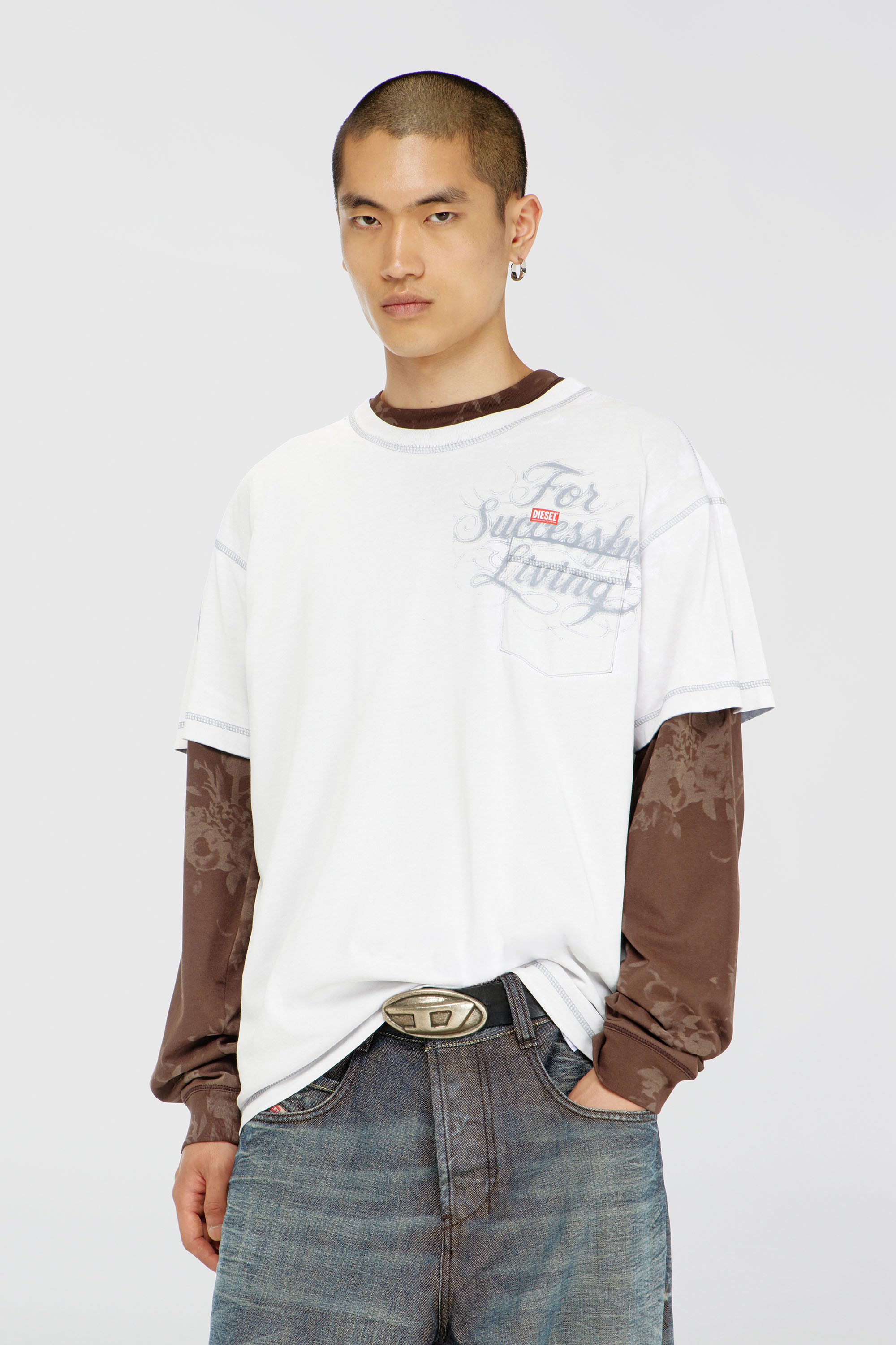 Diesel - T-NORM-POCKET-AA1, Man's T-shirt with chest pocket and graphic print in White - 1