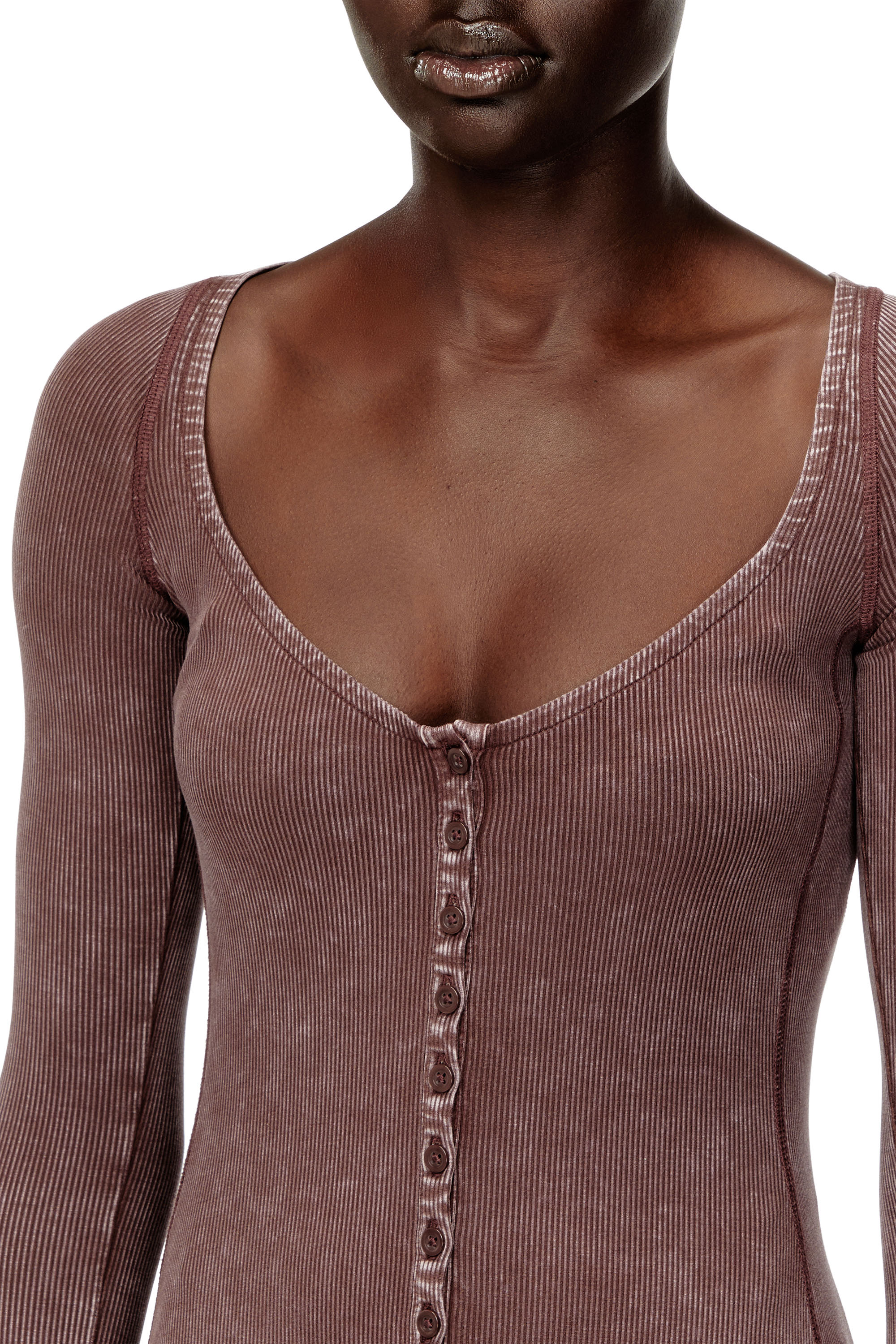 Diesel - D-LEY, Woman's Midi dress in faded ribbed jersey in null - 5