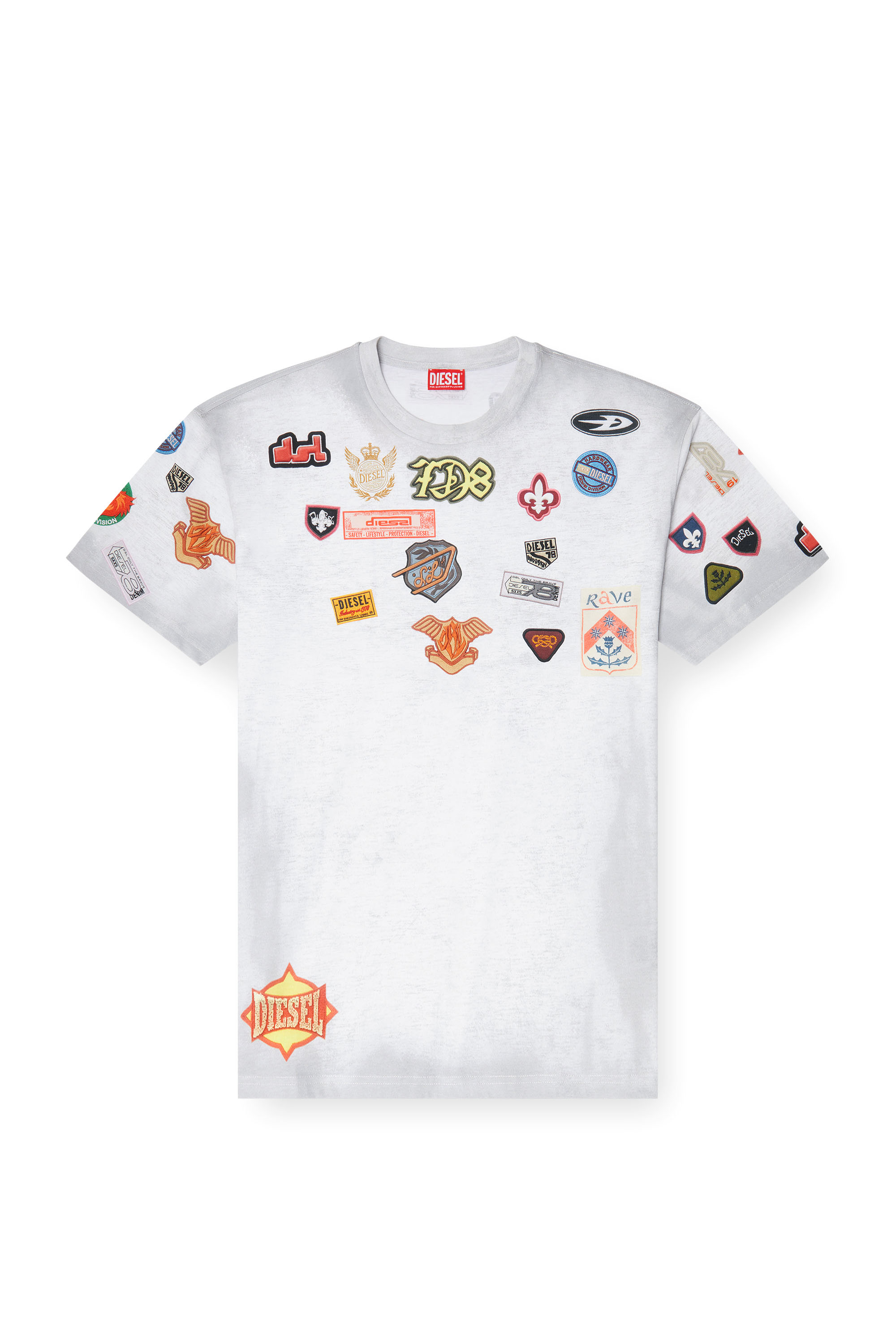 Diesel - T-BOXT-AA6, Man's Cotton T-shirt with all-over patches print in null - 2