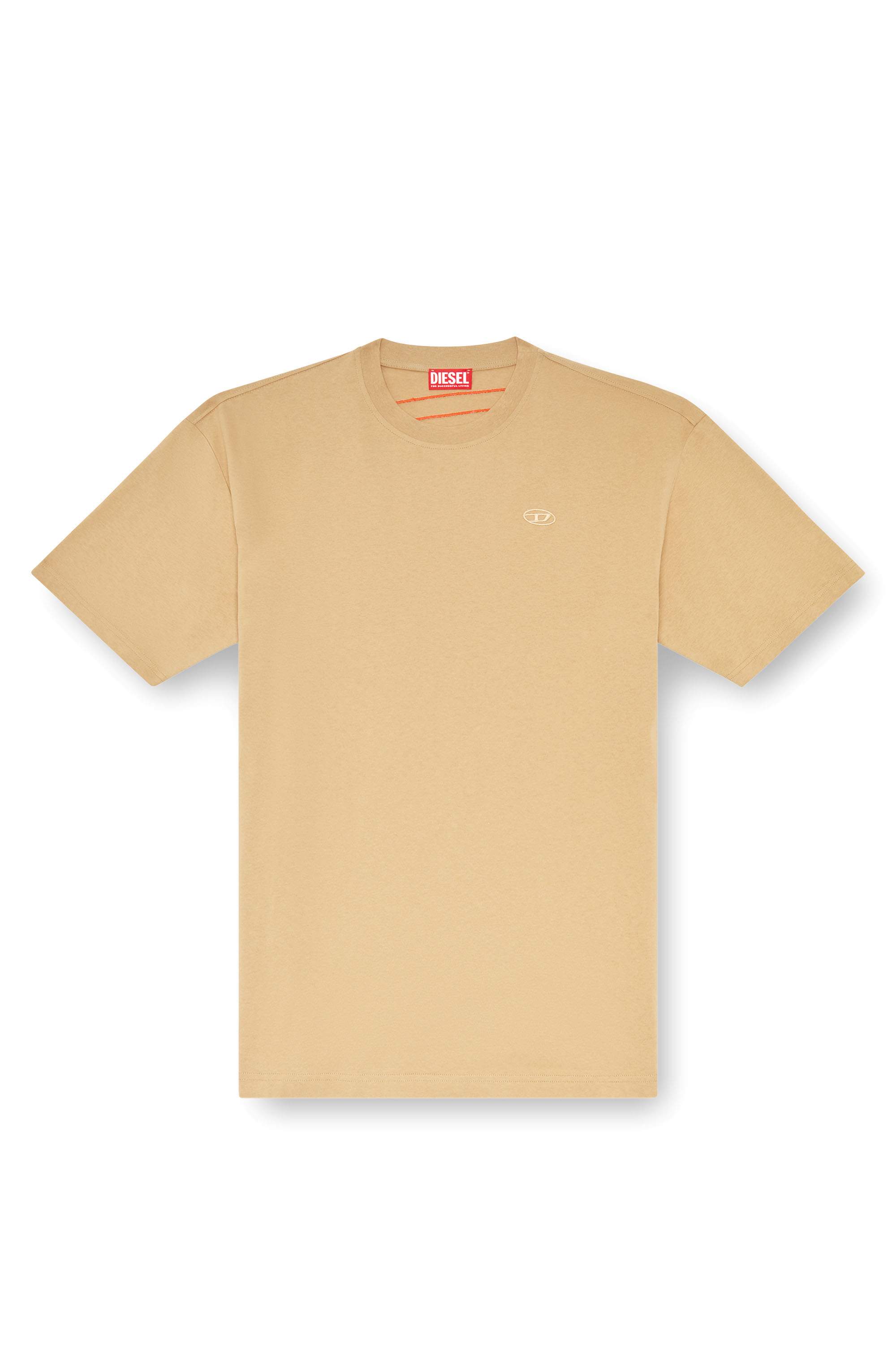 Diesel - T-BOGGY-MEGOVAL-D, Man's T-shirt with maxi oval D embroidery in Light Brown - 3