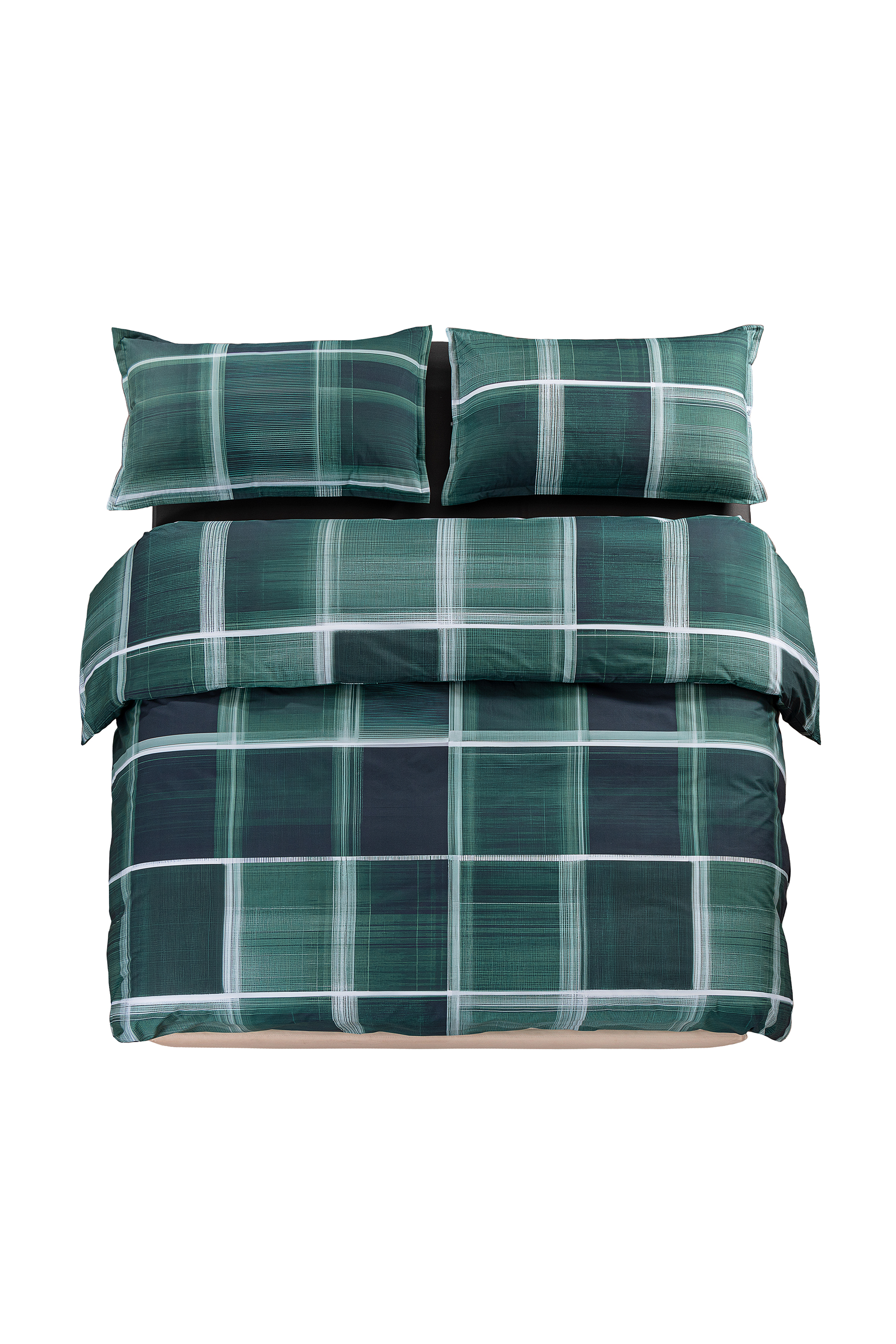 1016332  PSYCHEDELIC CHECKS BLUE  DUVET, Green