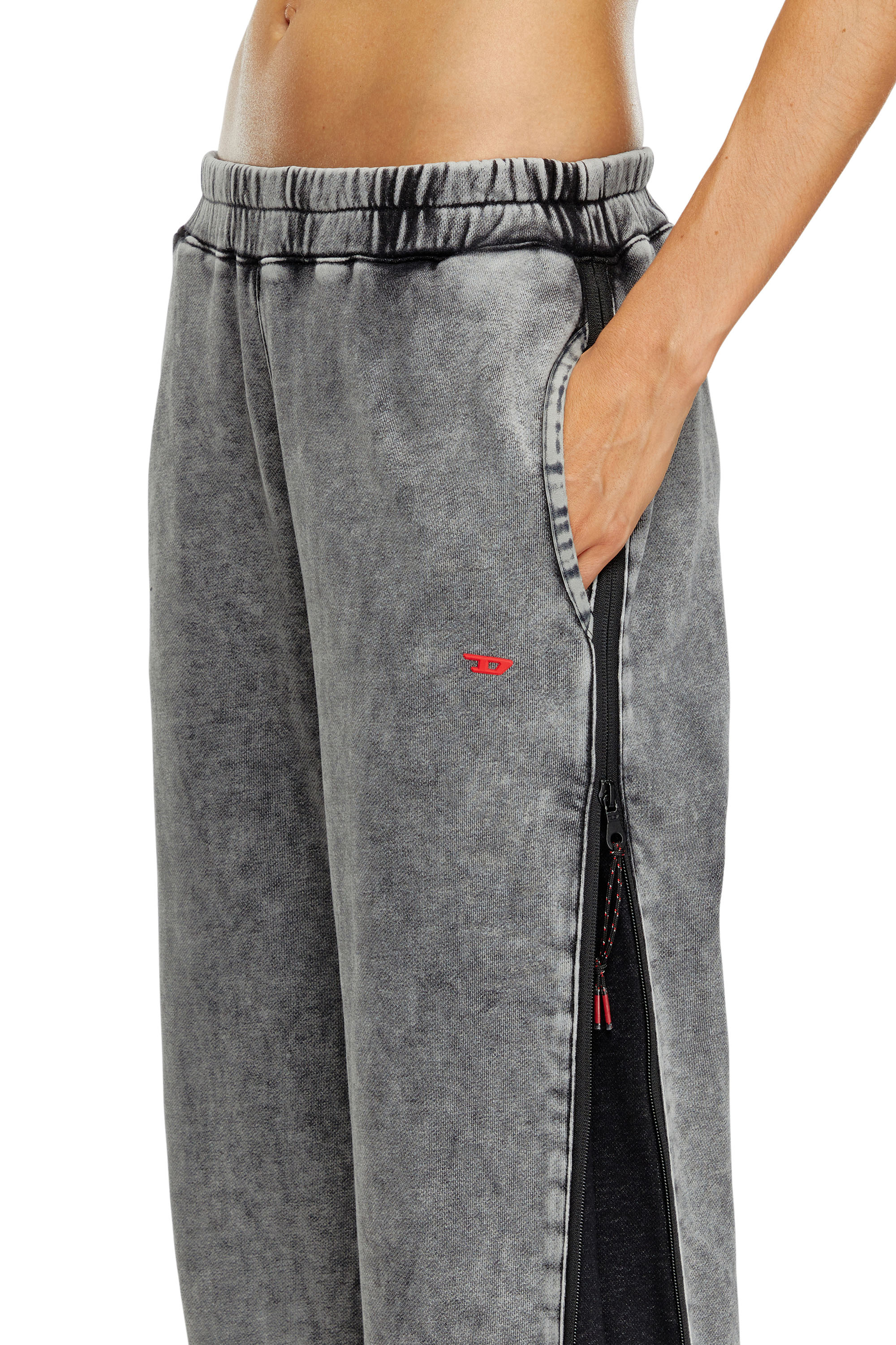 Diesel - AWSB-DELANEY-HT51, Woman's Faded track pants with zip sides in Grey - 4